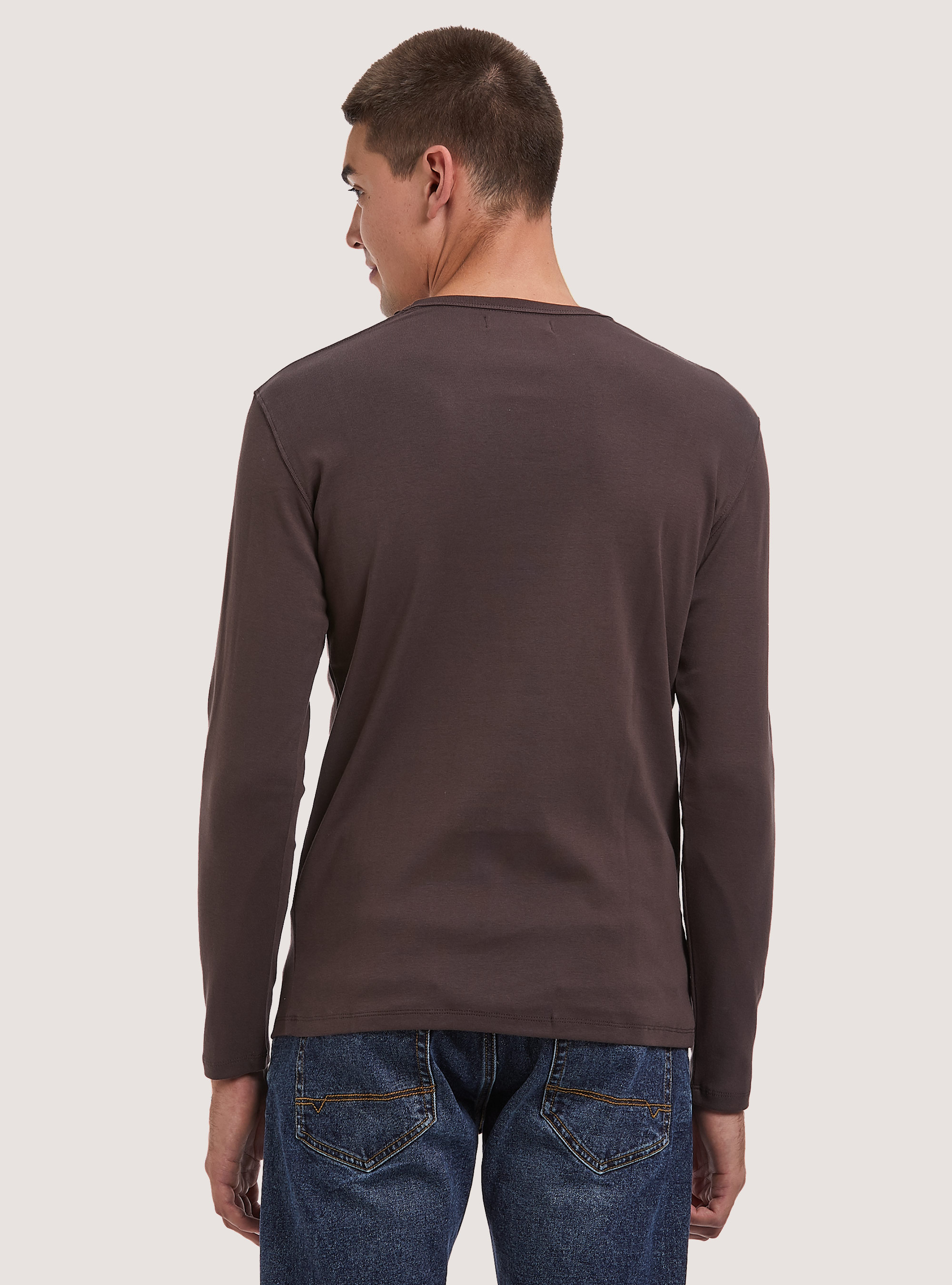 Long-sleeved cotton T-shirt, BR3 BROWN LIGHT