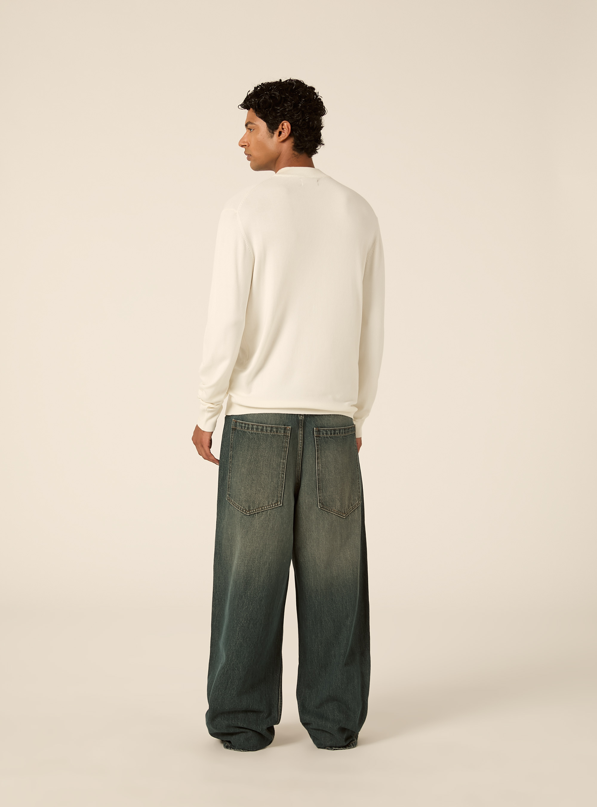 Maglia mezzocollo rasata, OFF WHITE