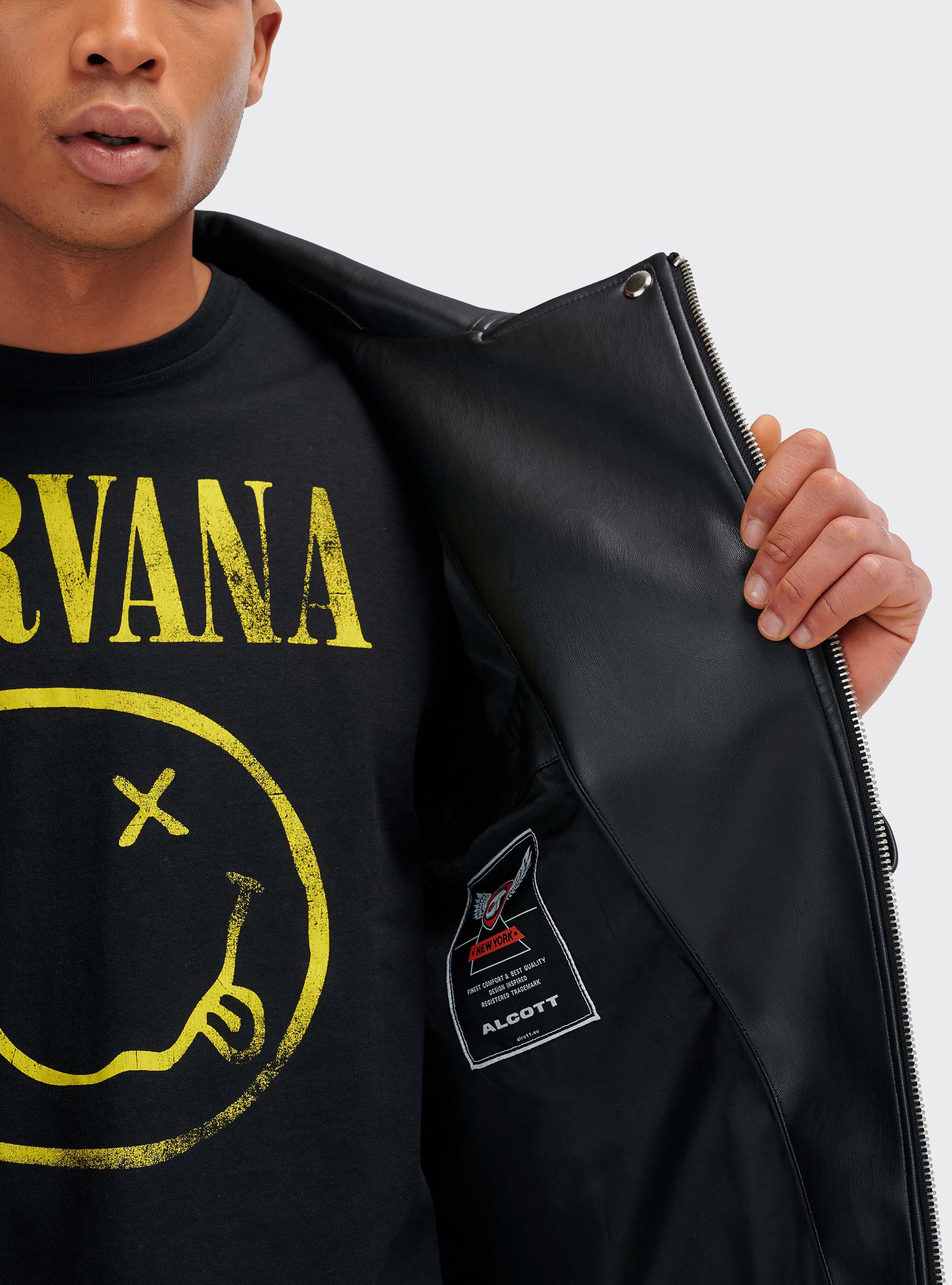 Blouson en éco-cuir, C101 BLACK