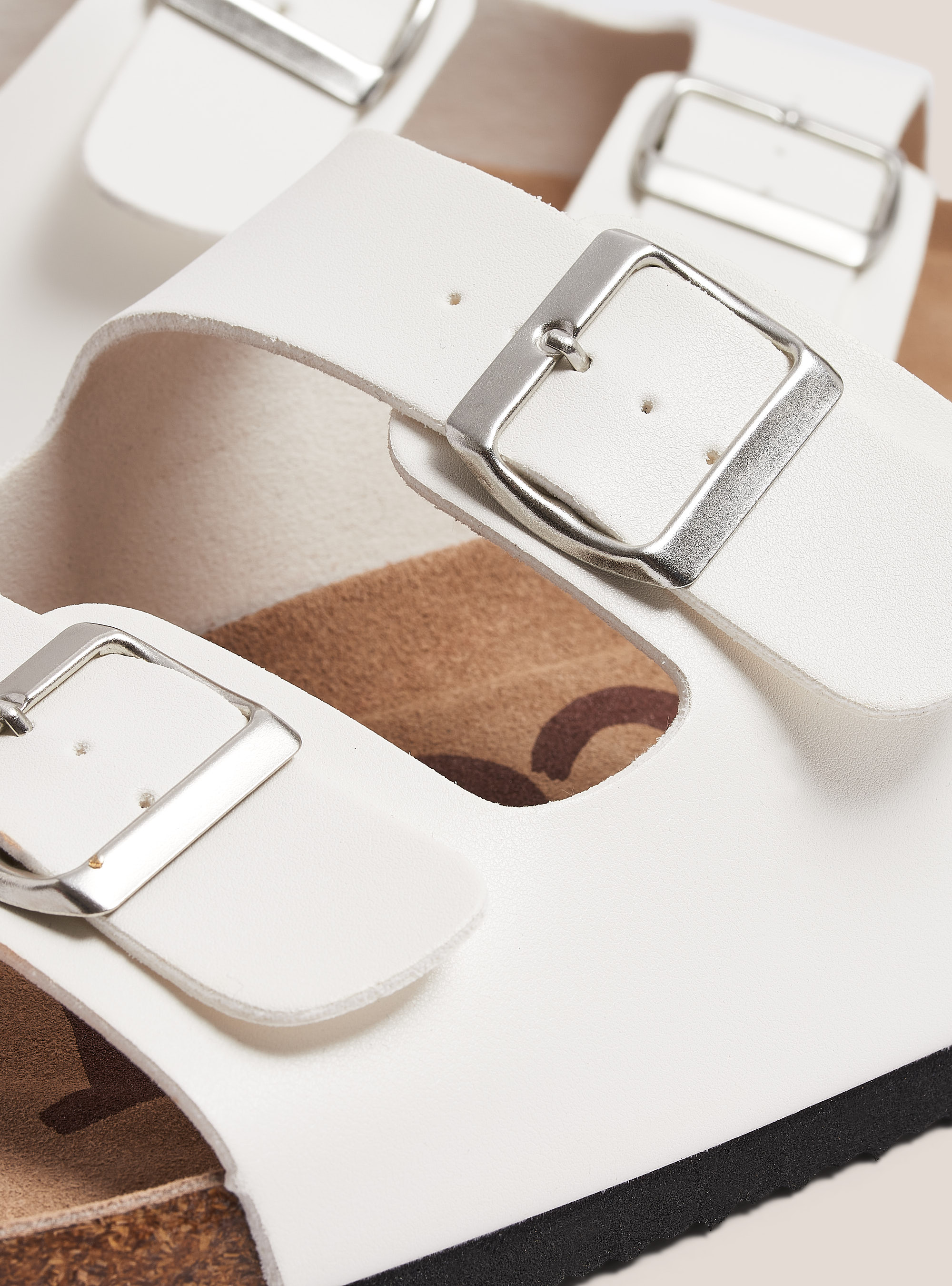 Imitation leather sandal with suede sole, WHITE