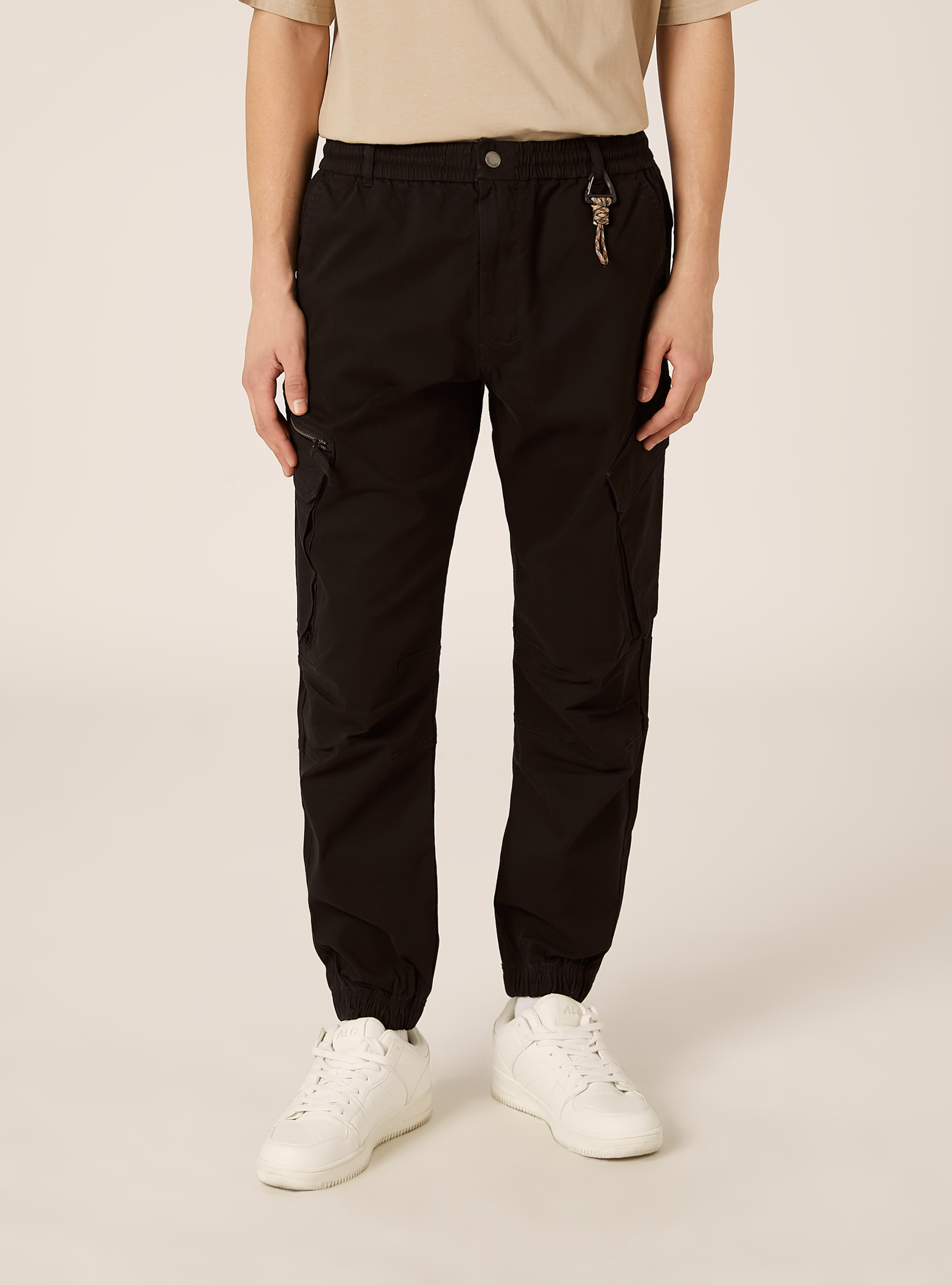 Pantalon cargo en twill, BK1 BLACK