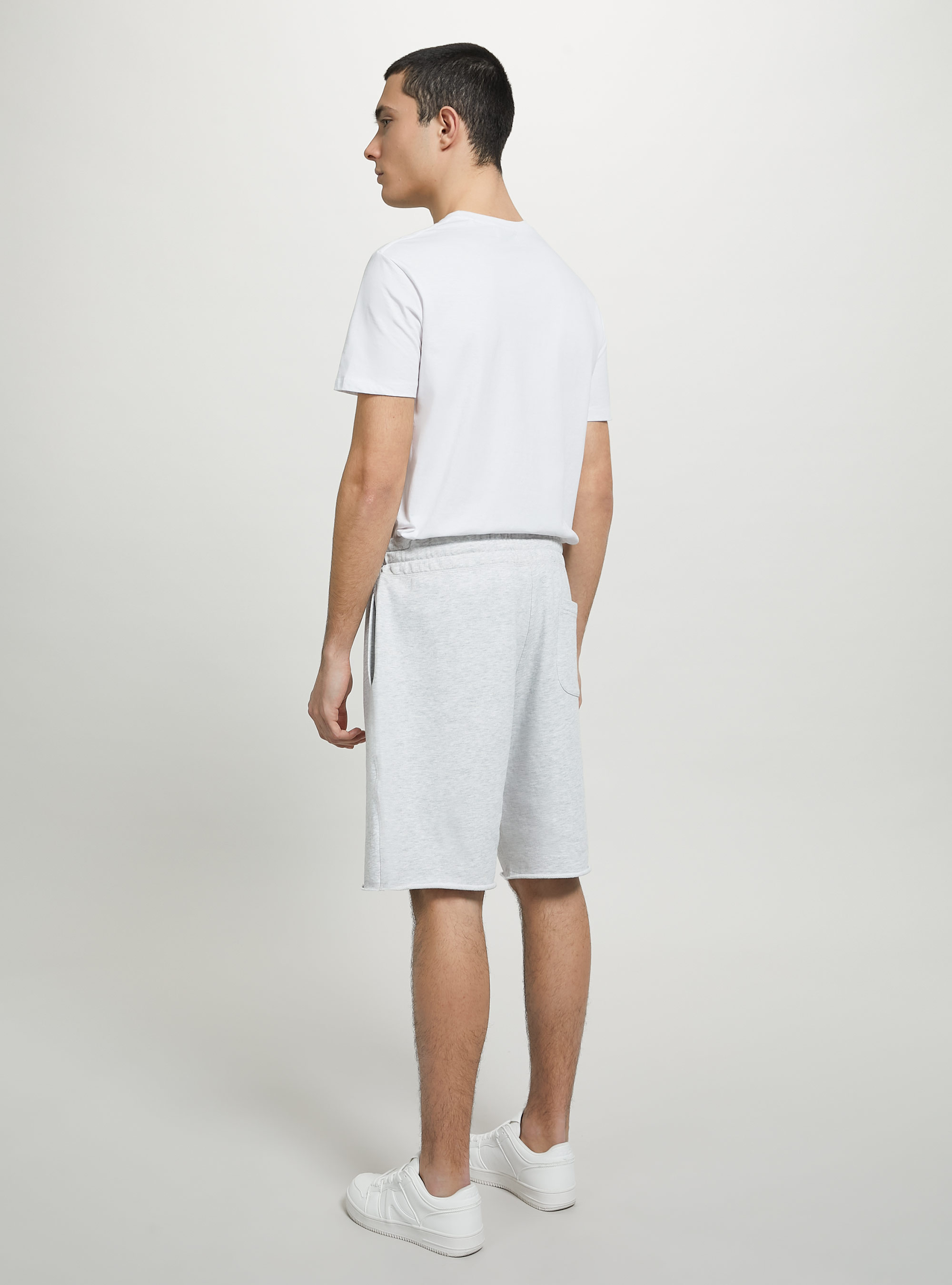 Cotton jogger bermuda shorts, MGY2 GREY MEL MEDIUM