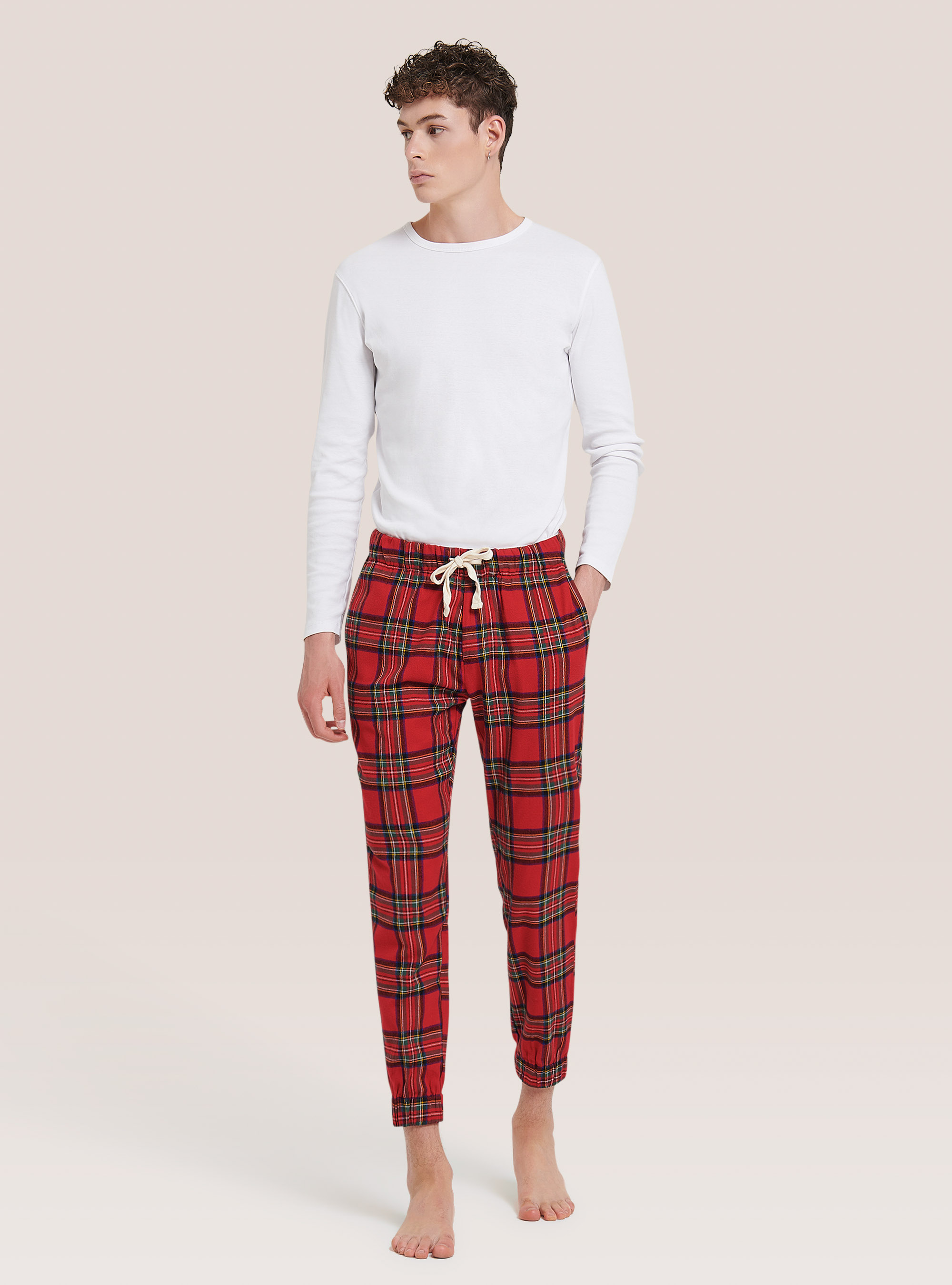Tartan pyjama trousers, RED