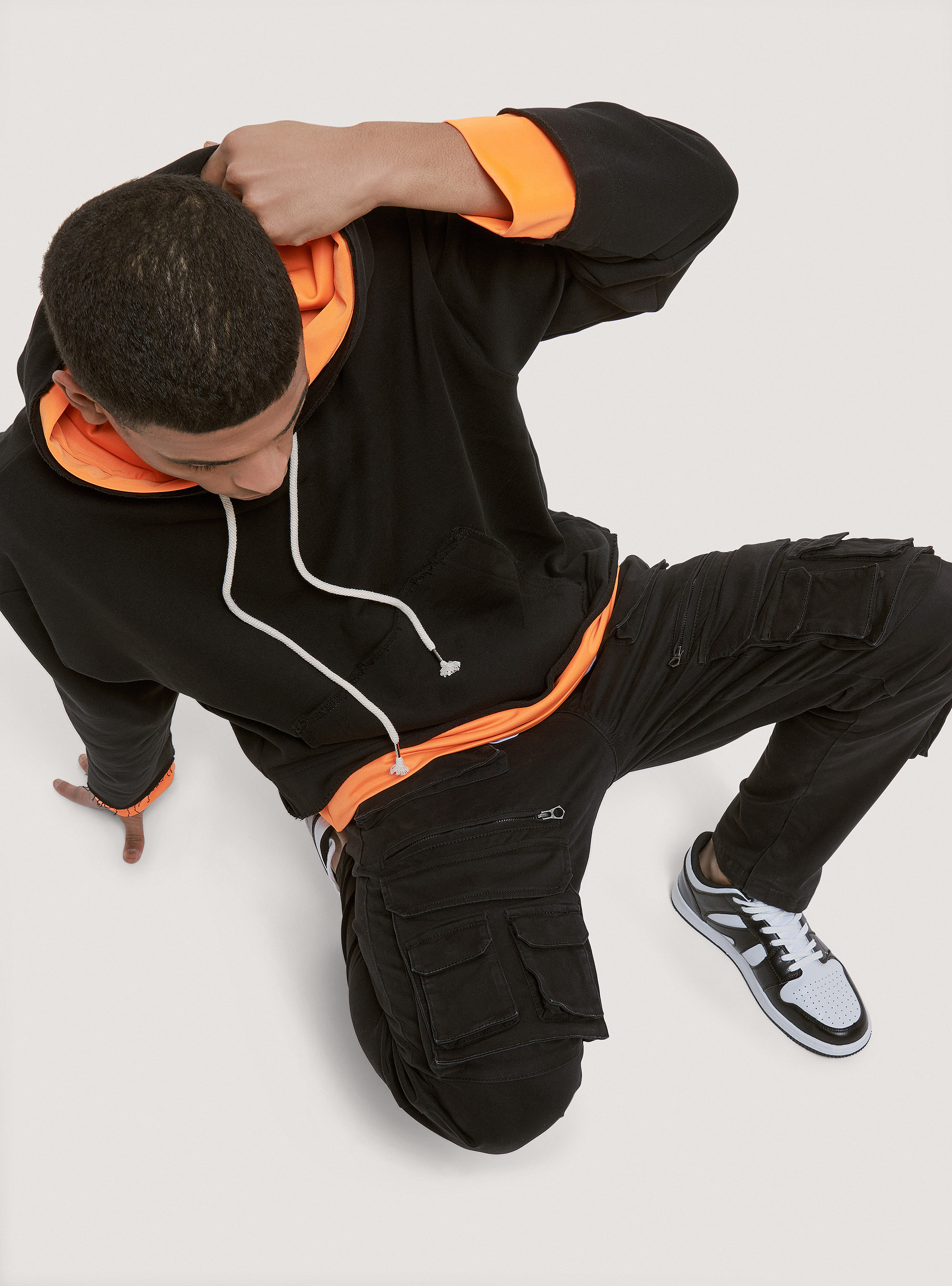 Hooded sweatshirt with contrasting details, BK1 BLACK