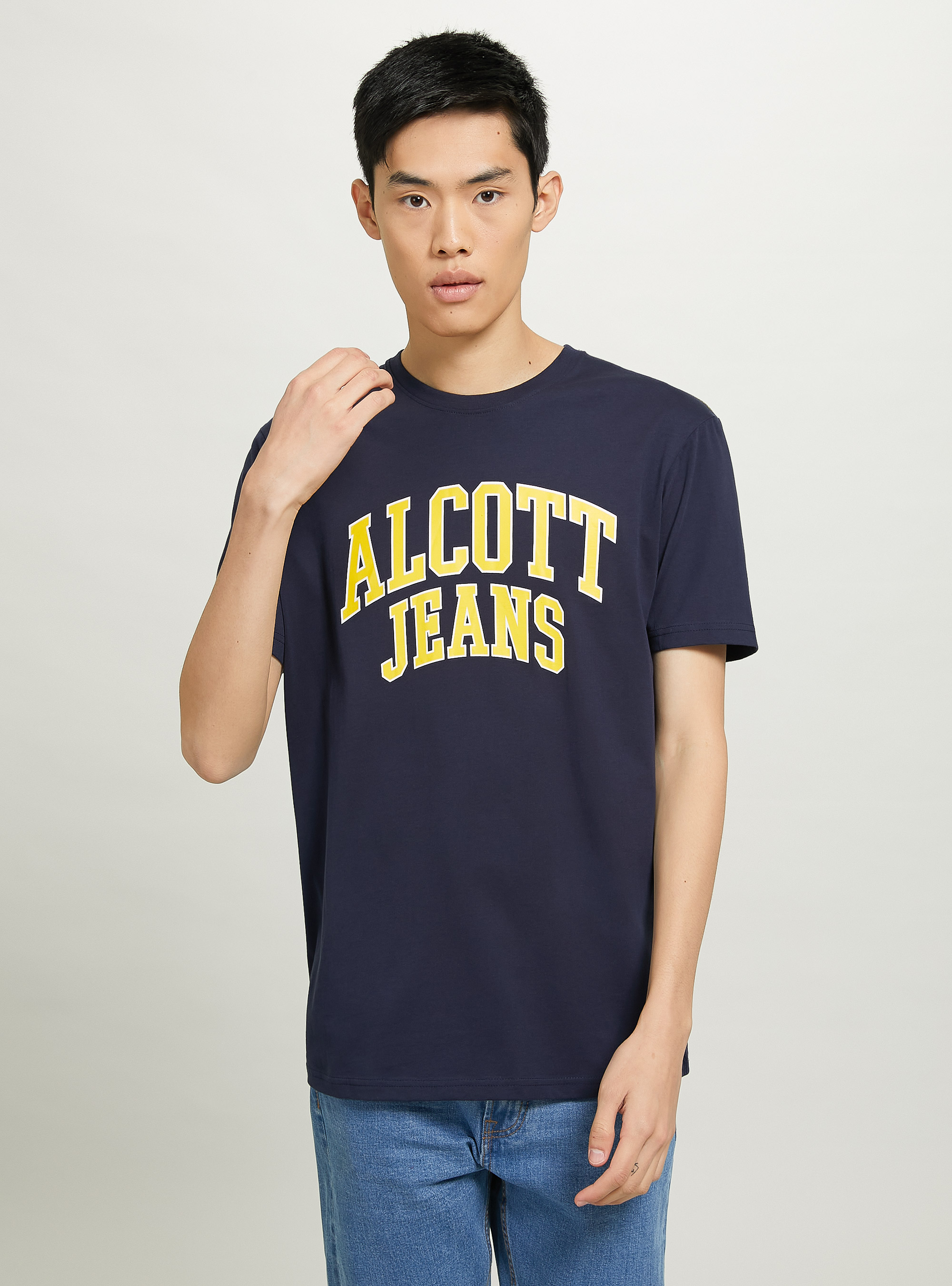 Cotton T-shirt with print, C0217 BLUE