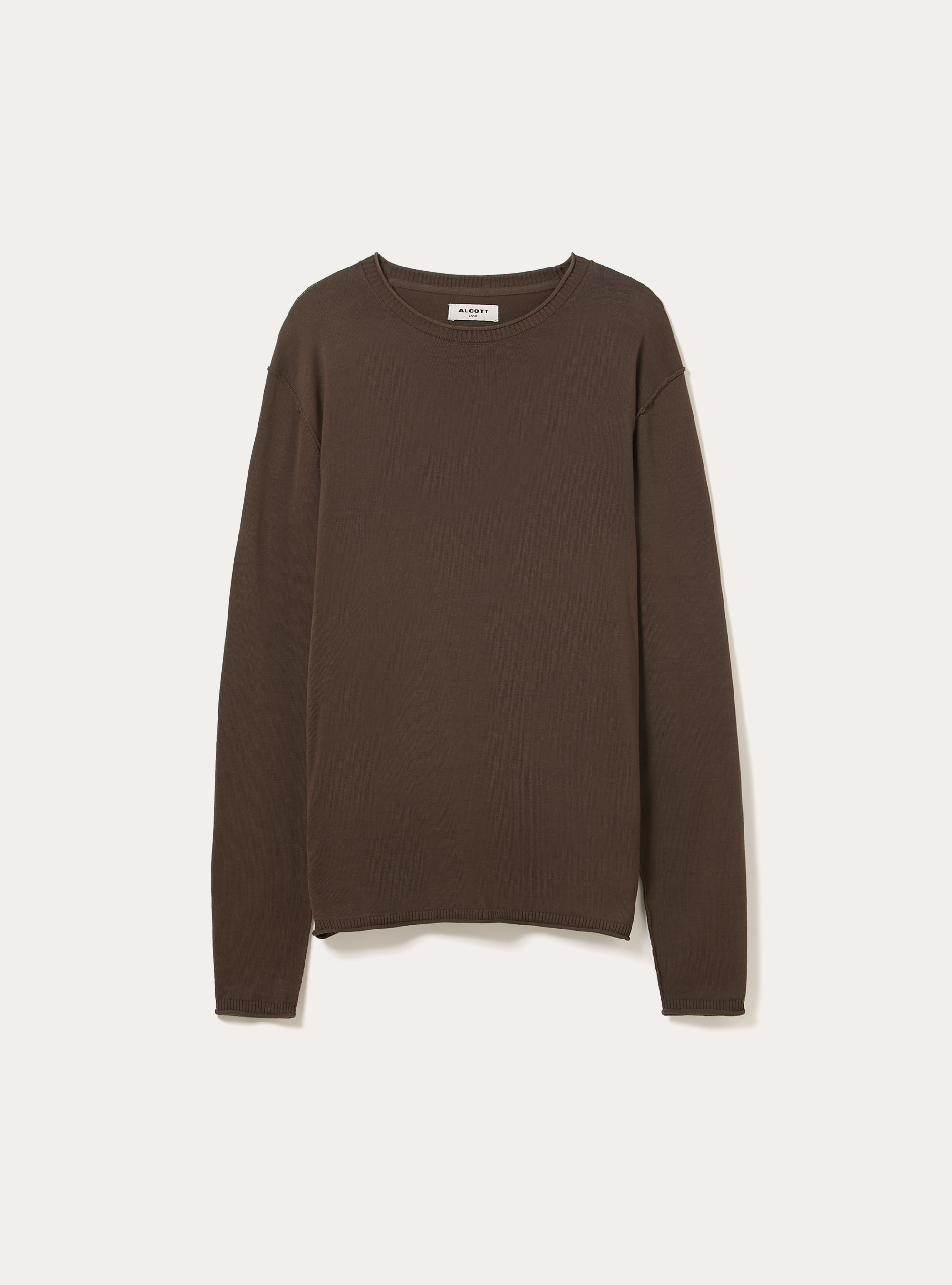 Jersey de cuello redondo de algod&oacute;n, BR2 BROWN MEDIUM