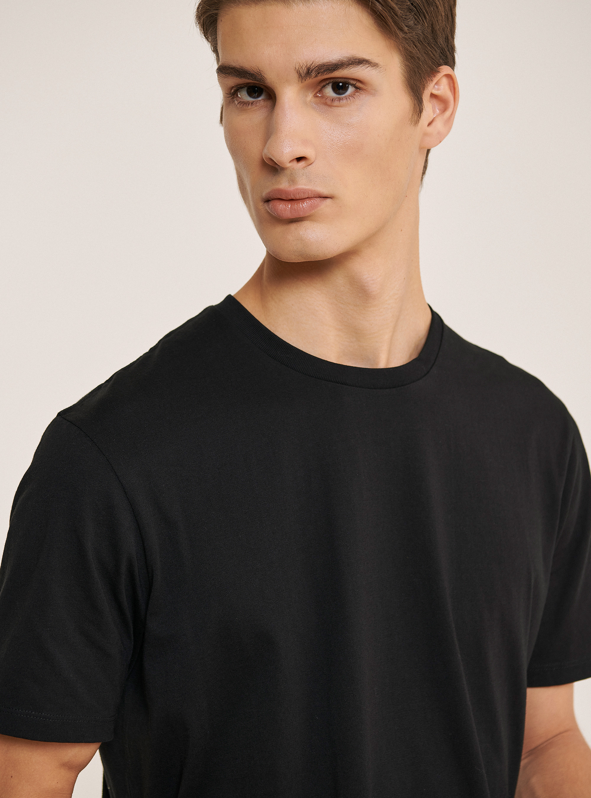Basic cotton T-shirt, BLACK