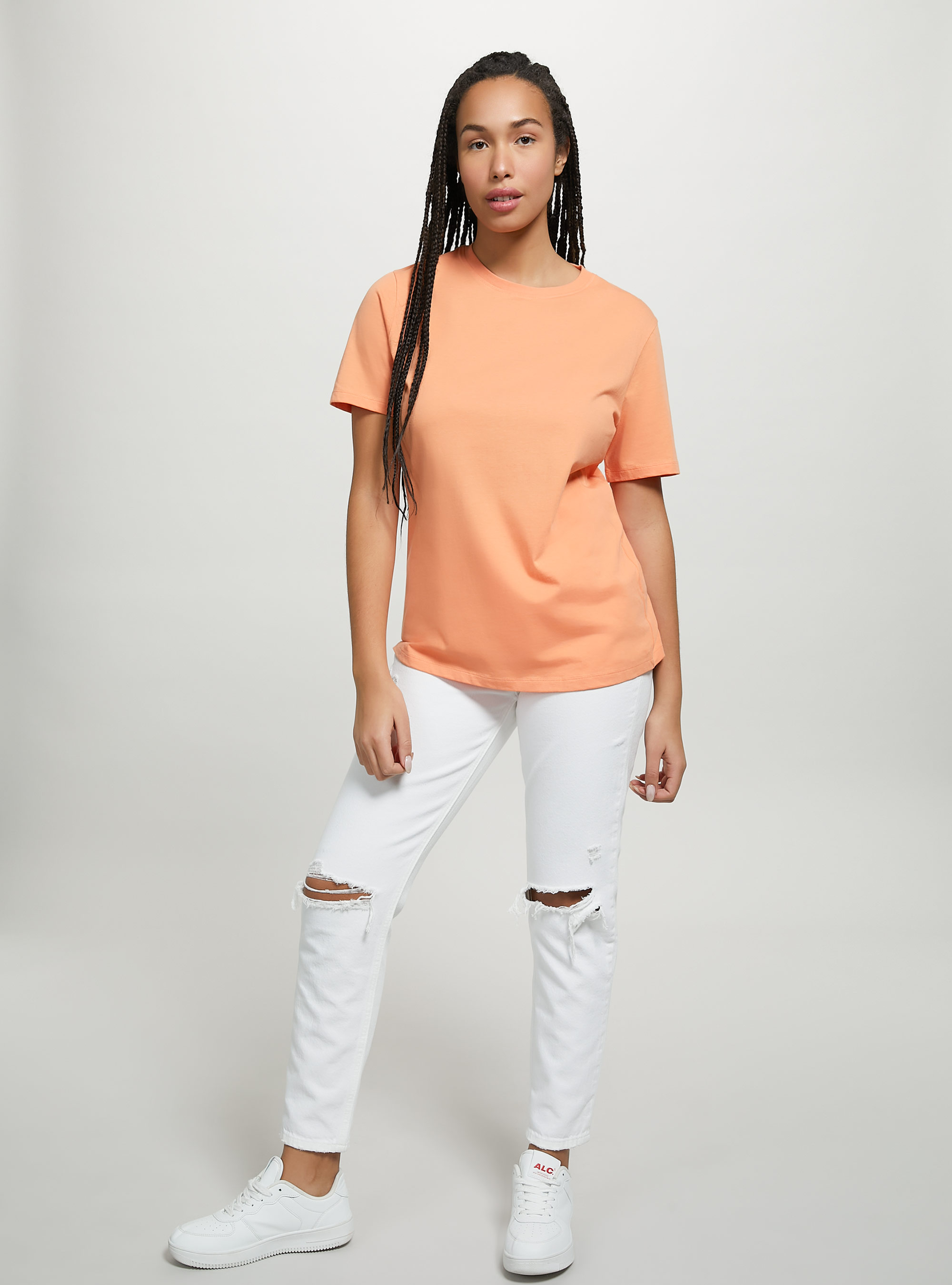 Cotton crew-neck T-shirt, OR3 ORANGE LIGHT