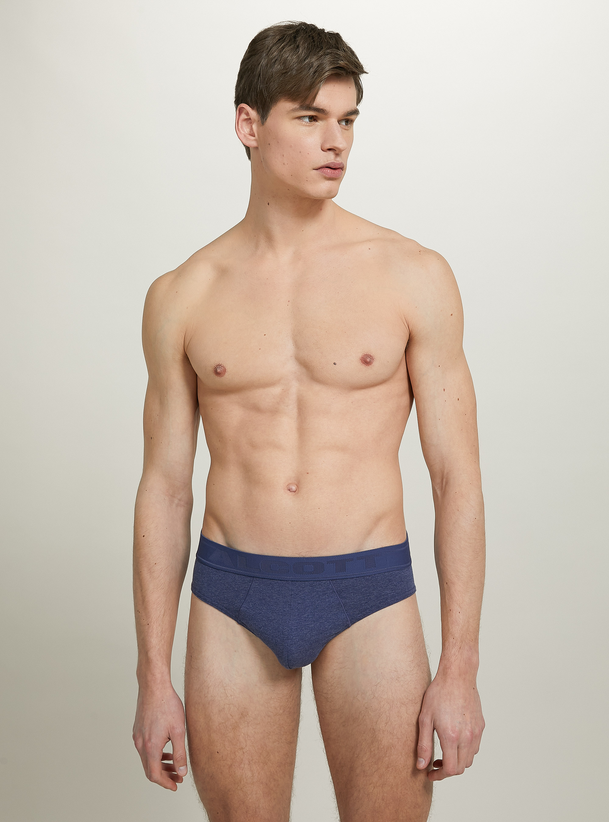 Slip in cotone elasticizzato con logo, MBL2 BLUE MEL MED
