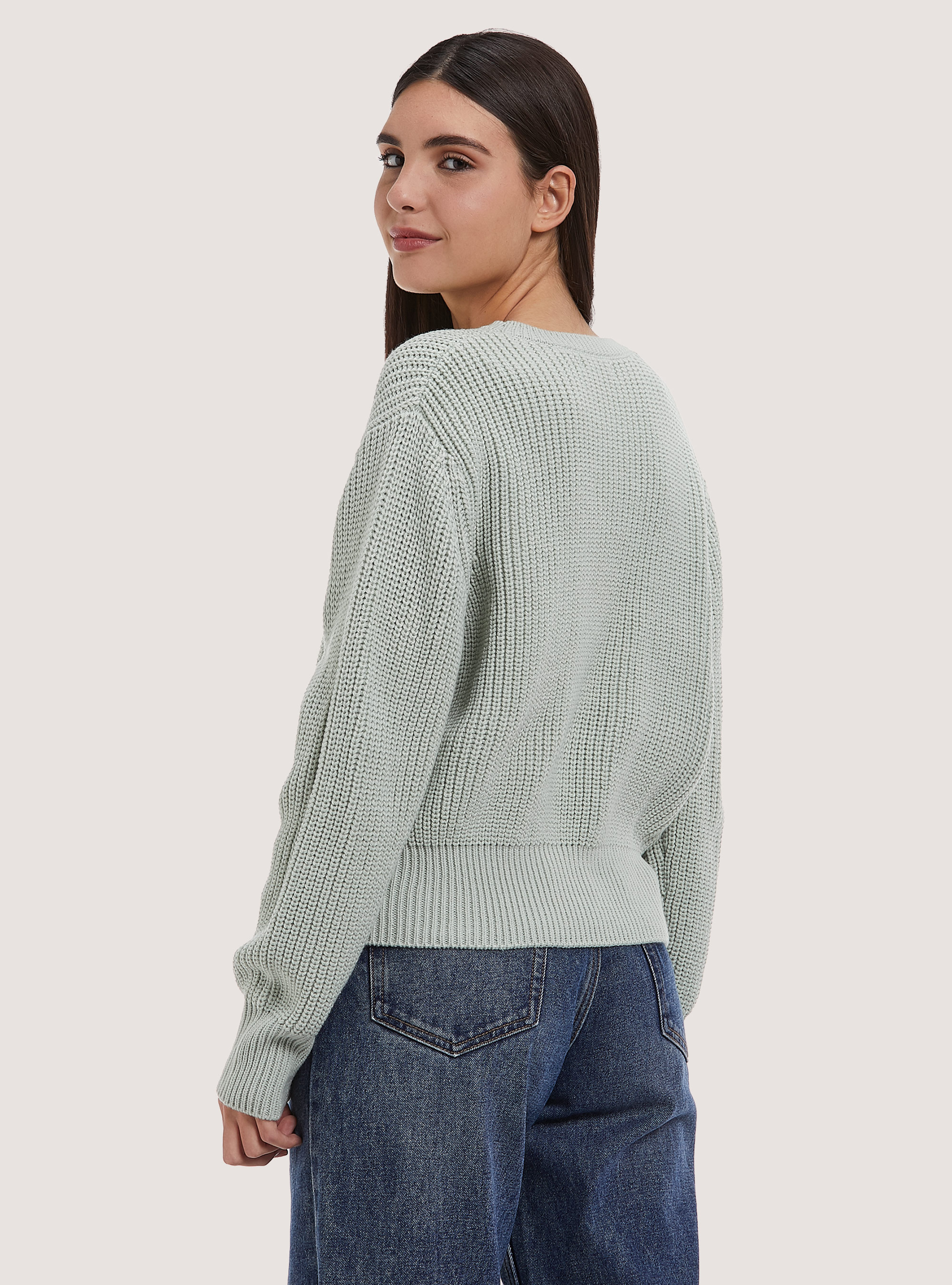 Pull cotelé confortable, C6585 GREEN