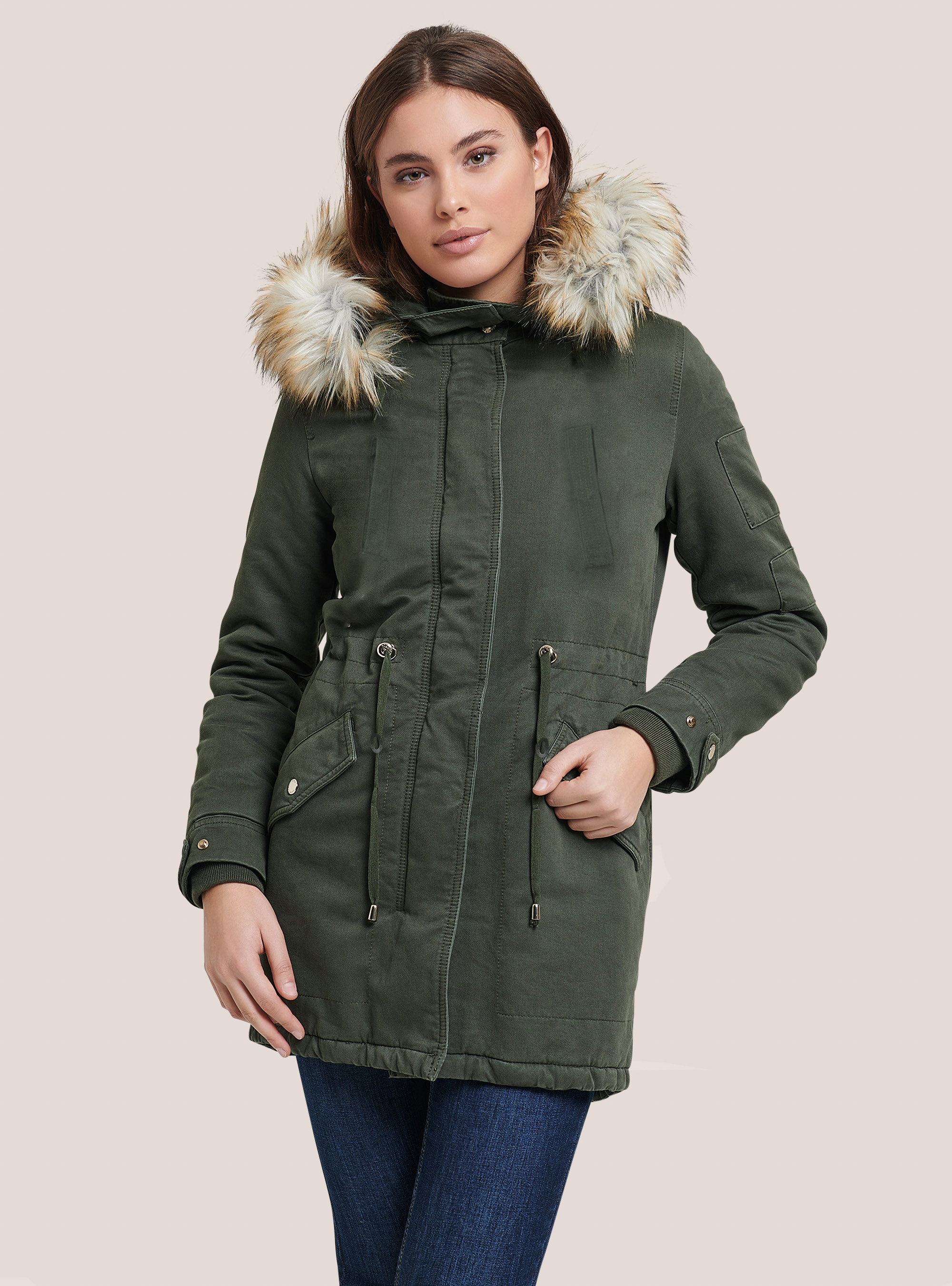 Parka con agnellato, KAKI