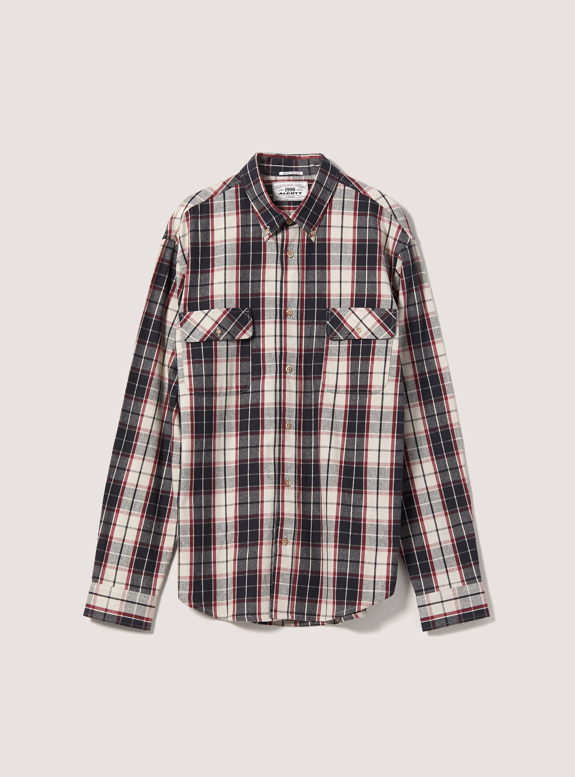 Camicia a quadri in flanella, GY1 GREY DARK