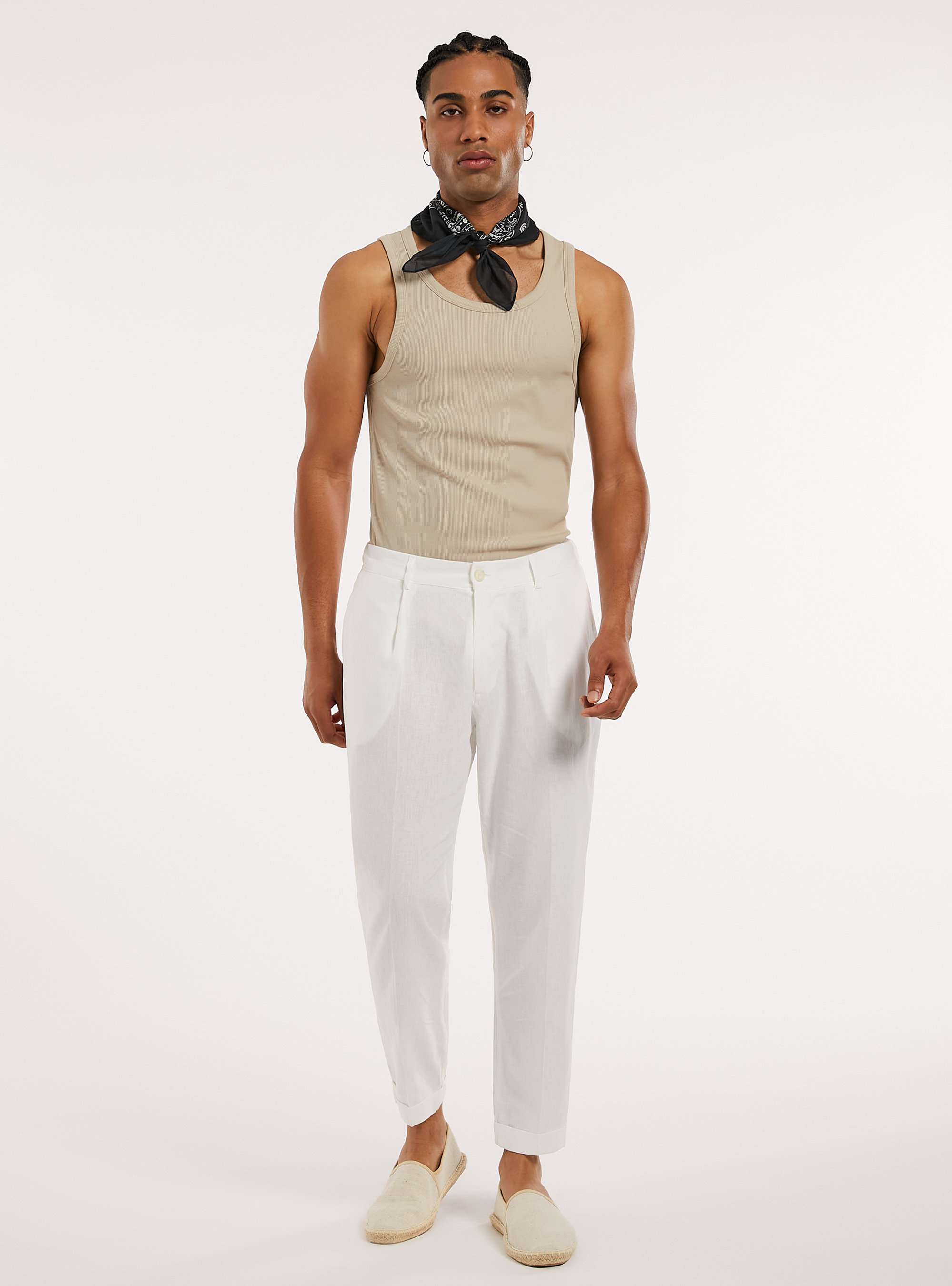 Pantaloni in misto lino, WH2 WHITE