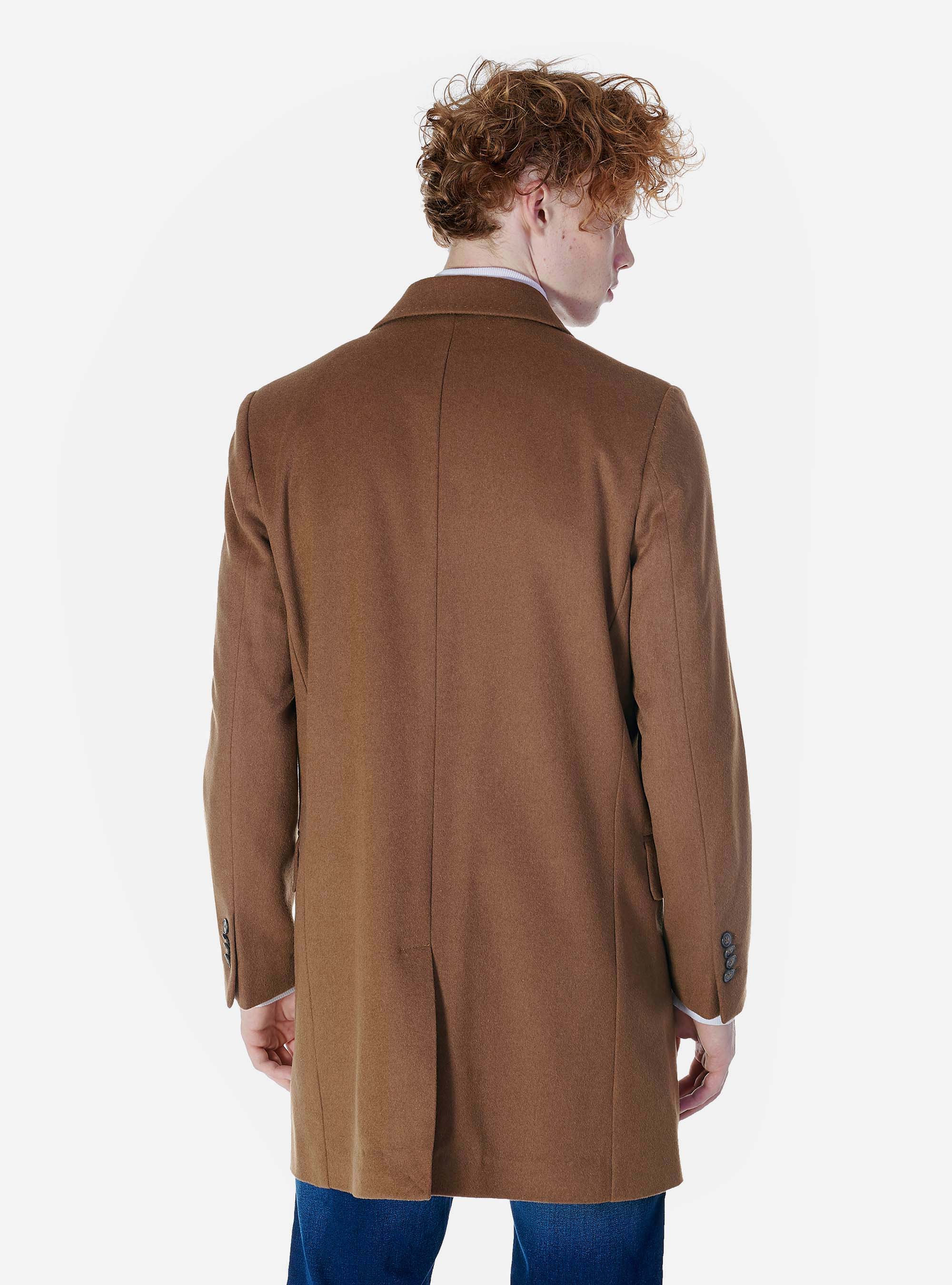 WOOL COAT, TOBACCO