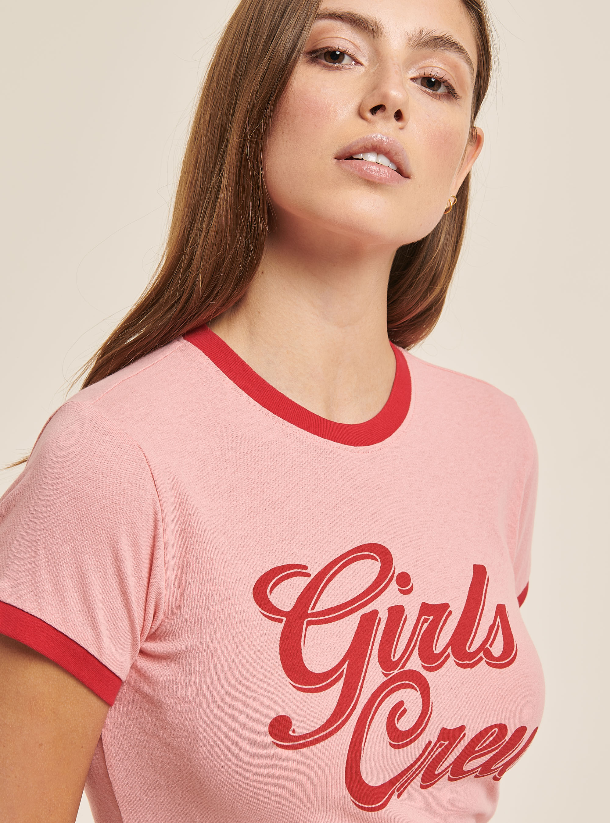 T-Shirt im College-Stil mit Aufdruck, C023 PINK