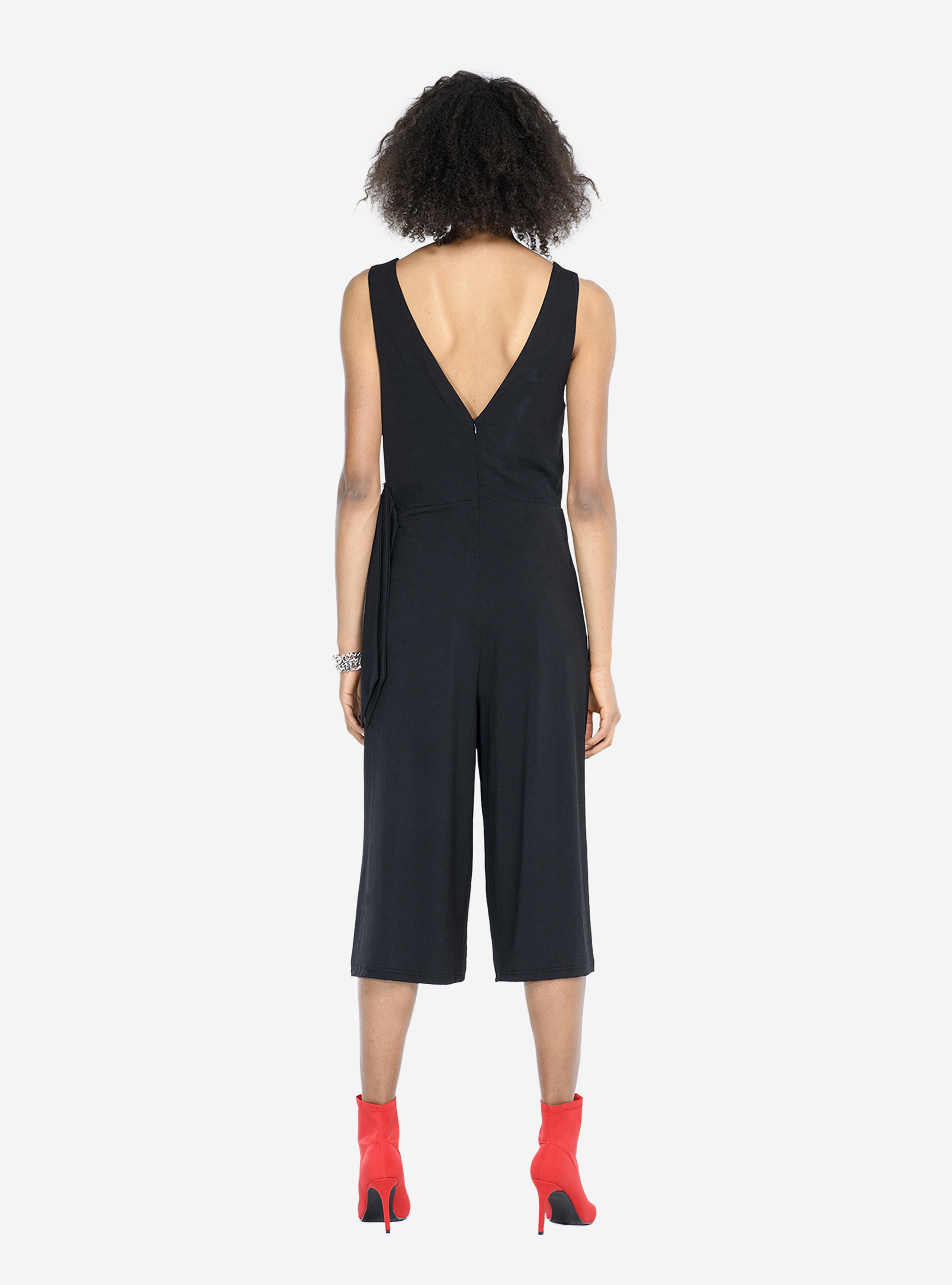 Jewel detail jumpsuit, C101 BLACK