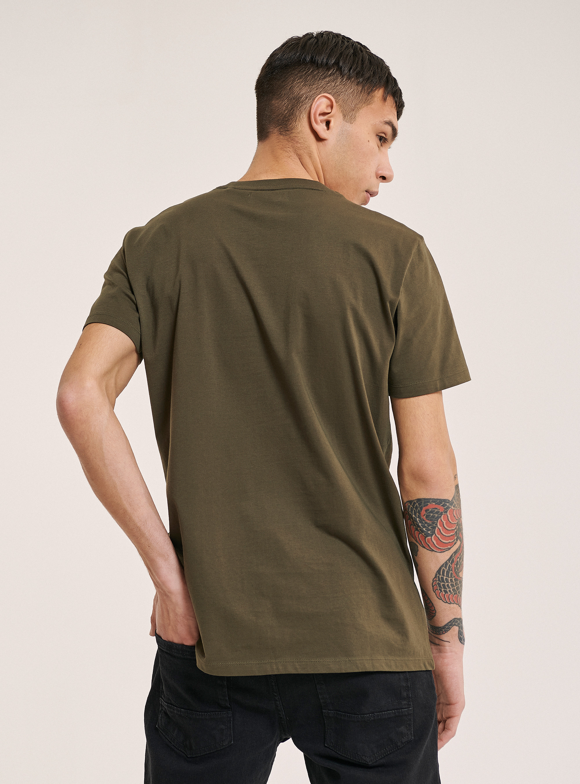 T-shirt in 100% cotton with logo printed, KAKI