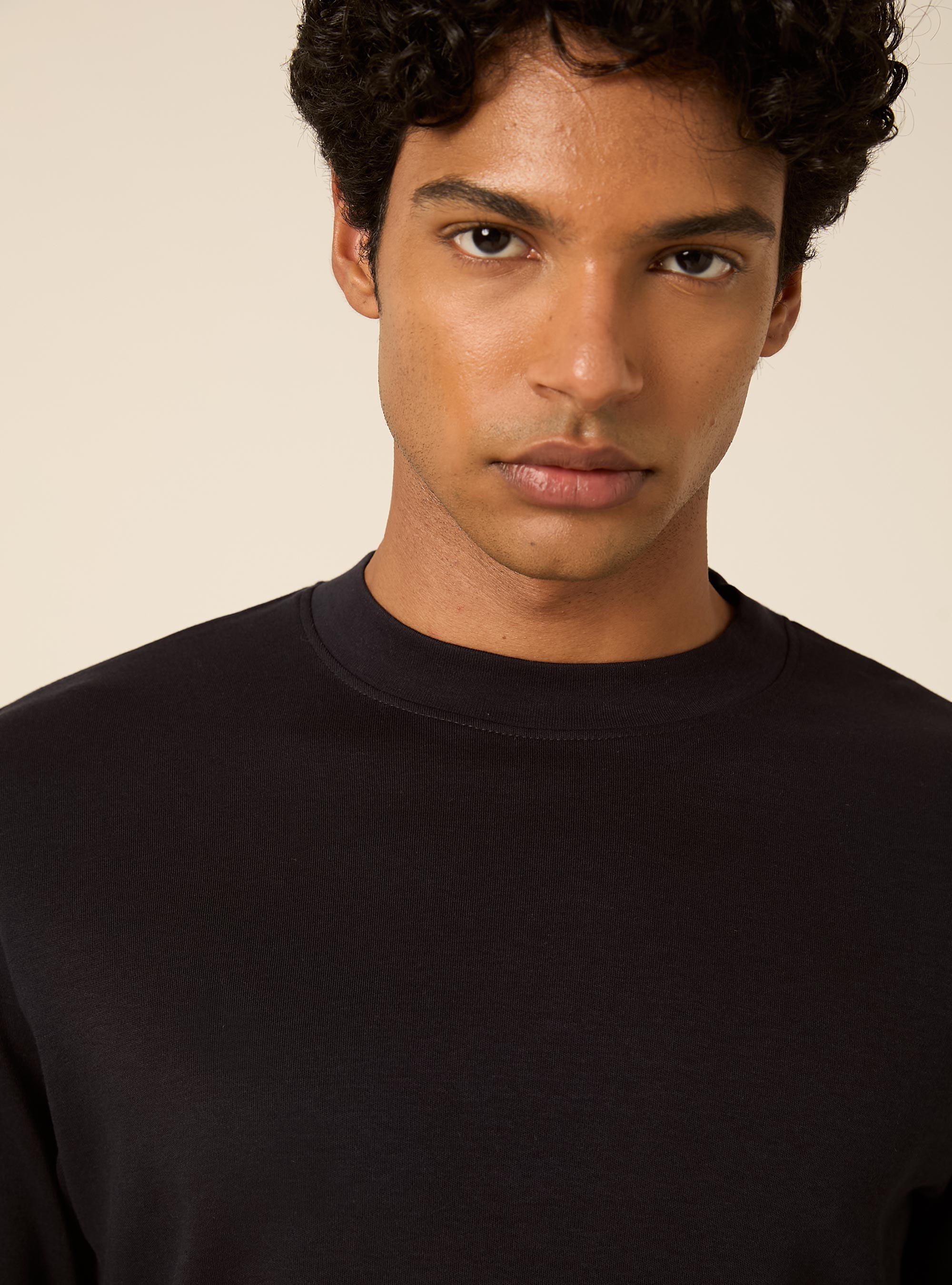 Maglia girocollo maniche lunghe interlock, NAVY SCURO