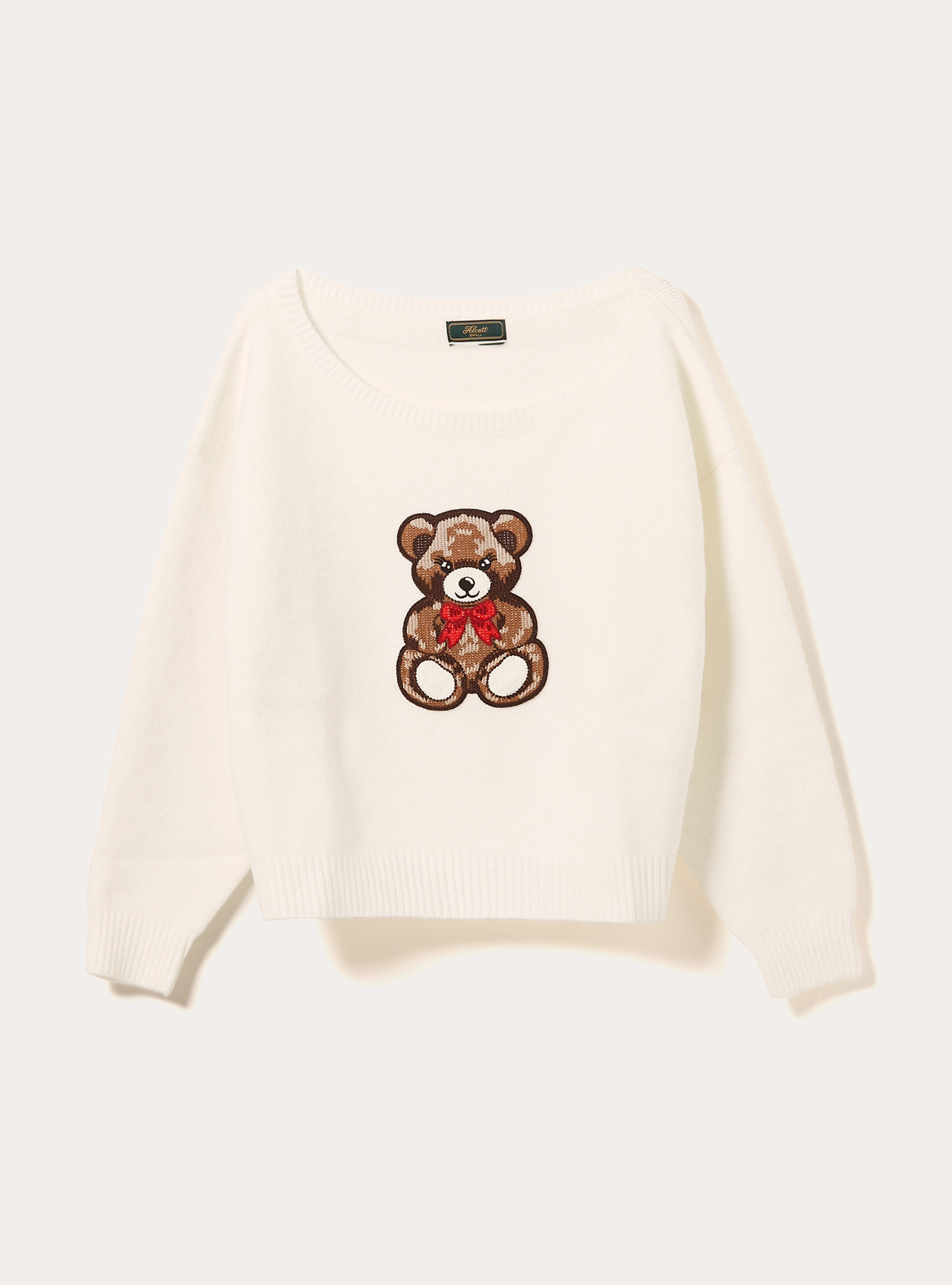 Maglia scollo asimmetrico con teddy, WH2 WHITE