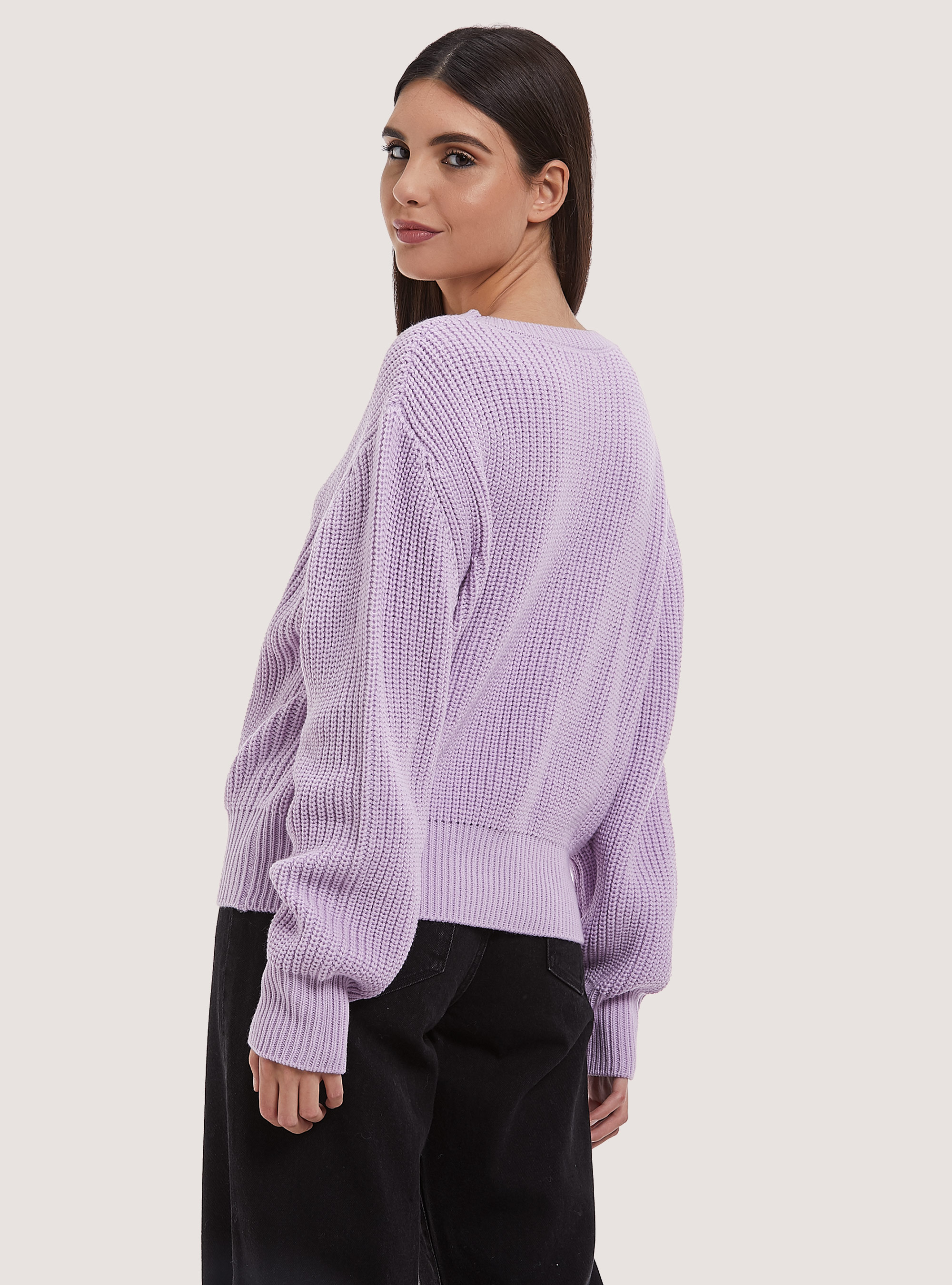 Pull cotelé confortable, C3303 LILLAC