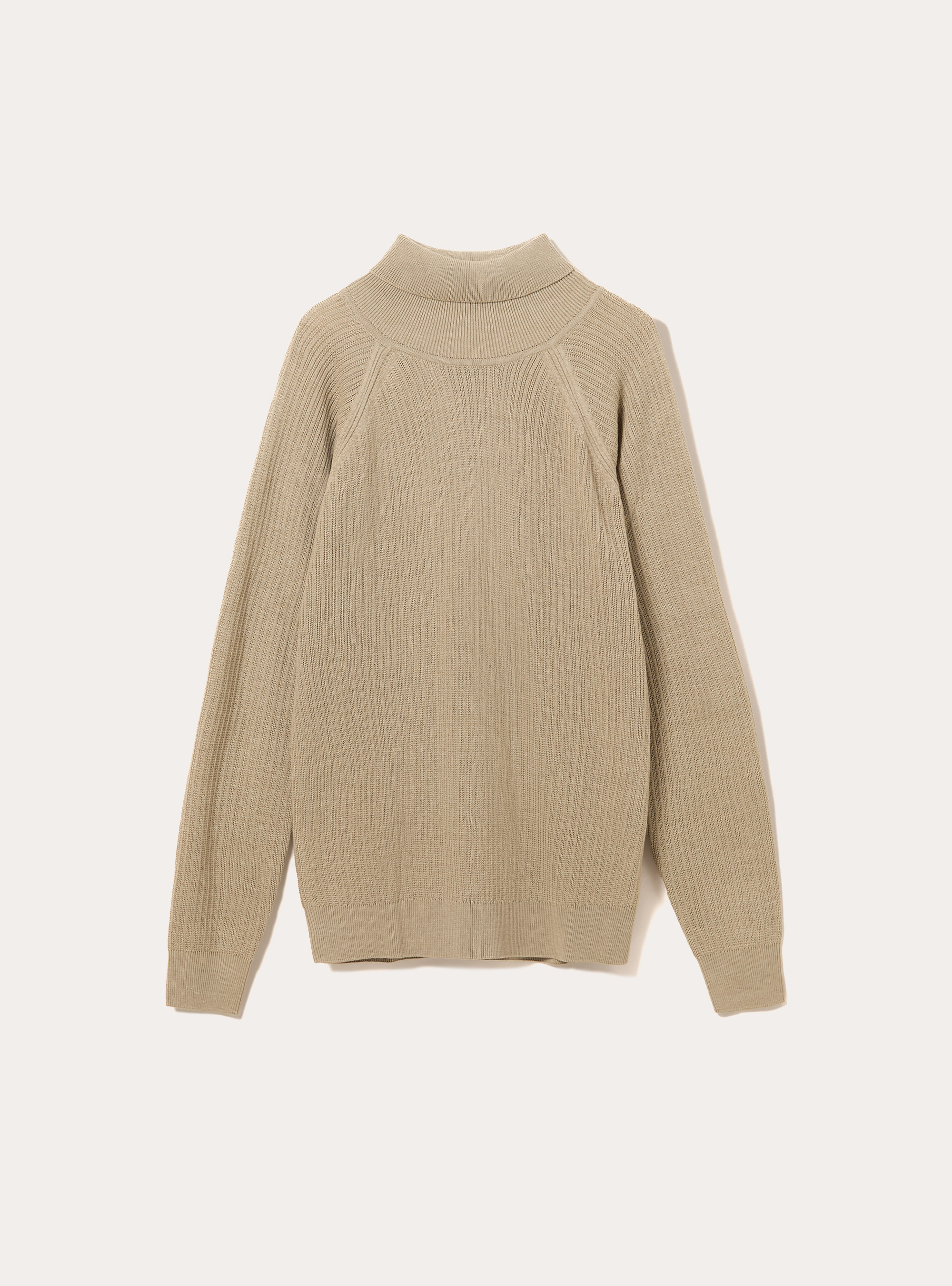 Maglia a collo alto in misto cotone a coste, BG2 BEIGE MEDIUM