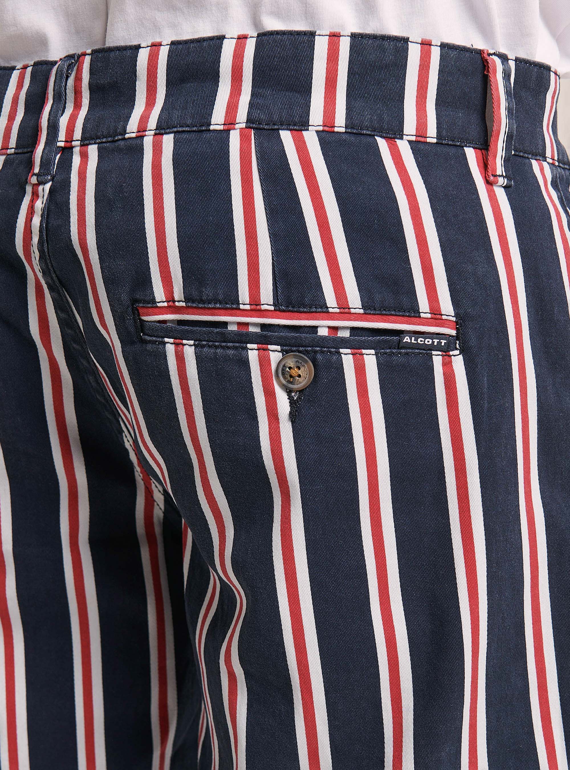 Bermudas stretch de sarga a rayas, C0239 BLUE