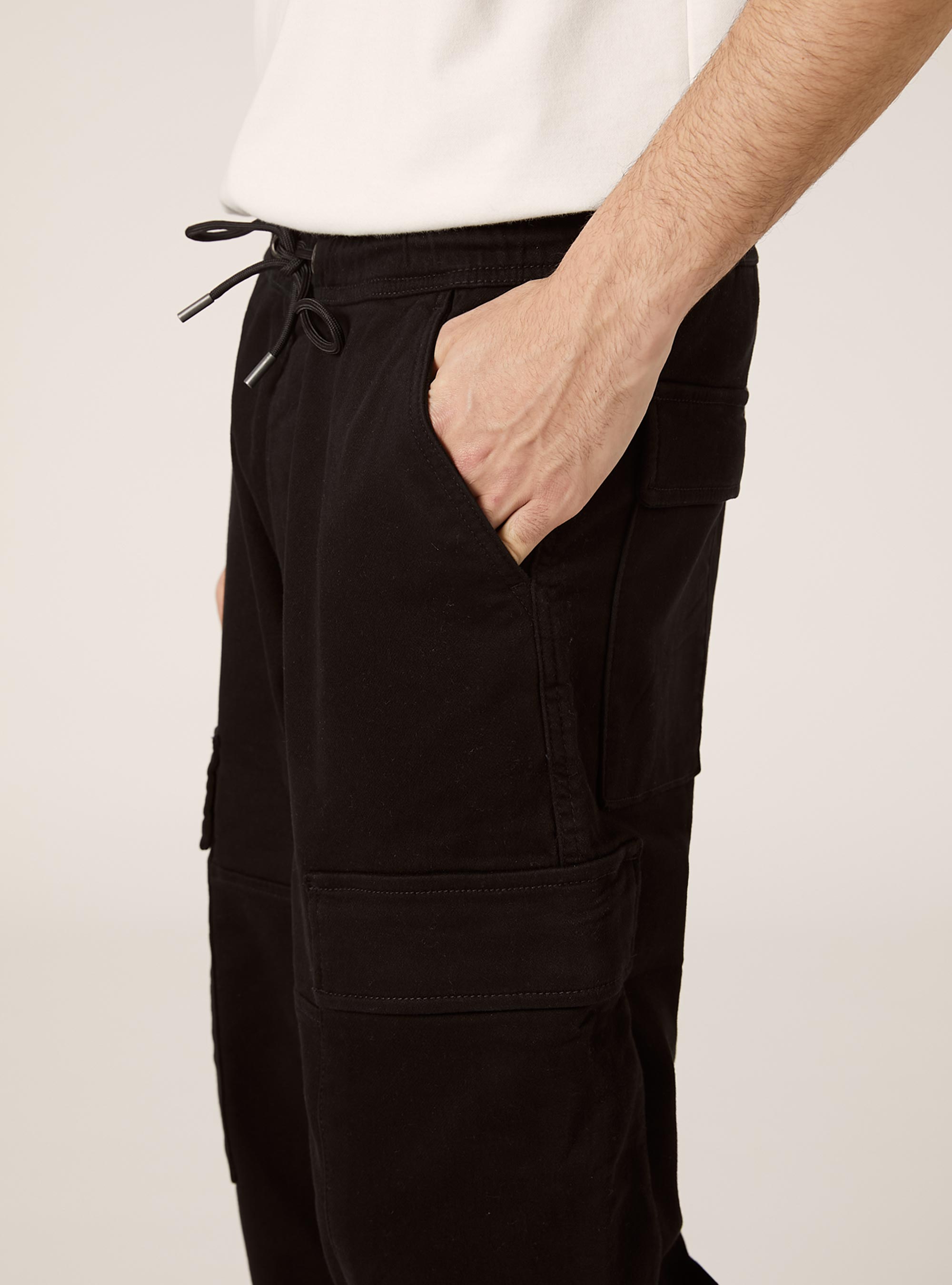 Cargo trousers with elasticated waist, BK1 BLACK