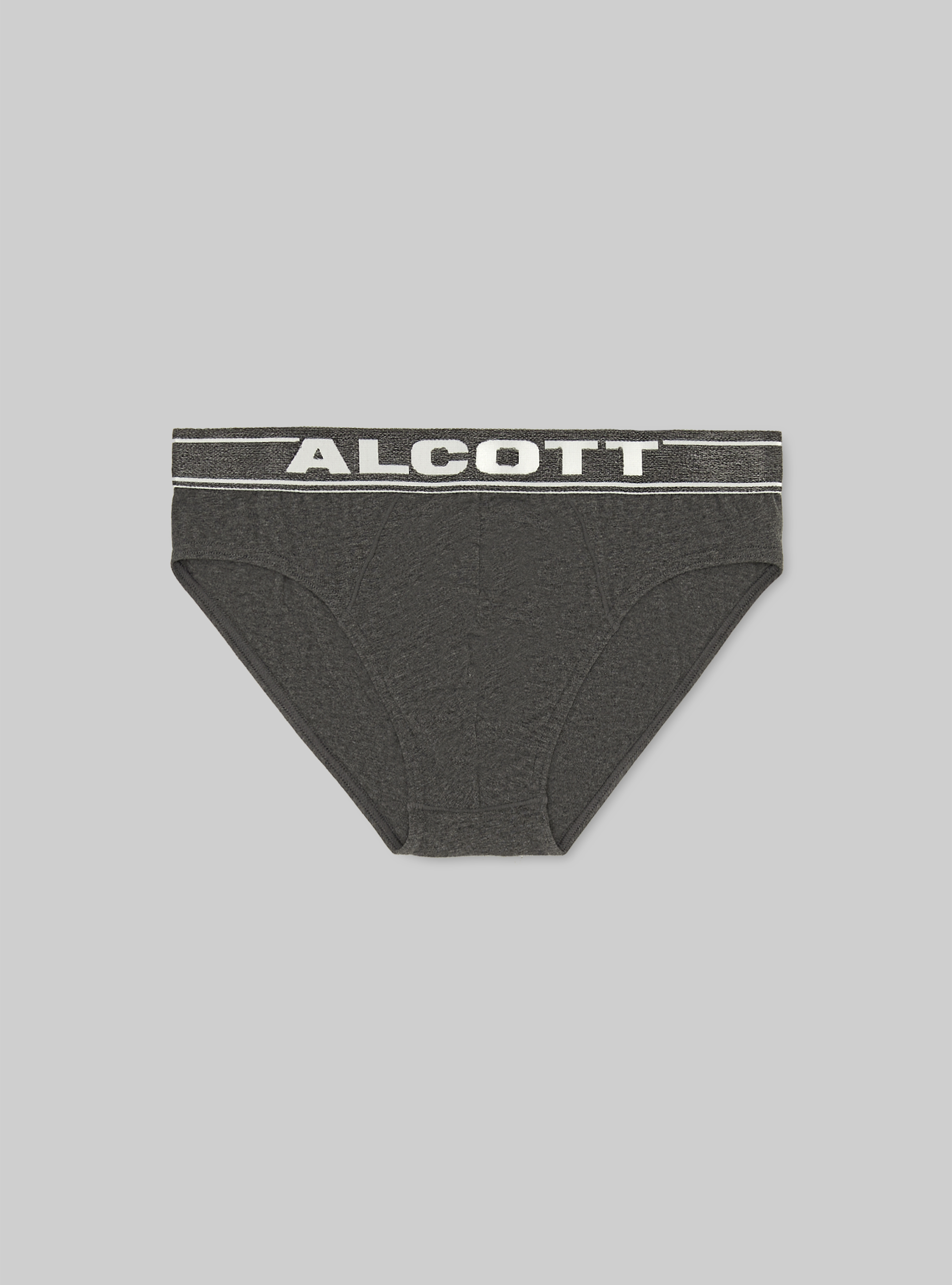 Stretch cotton briefs with logo, MGY1 GREY MEL DARK