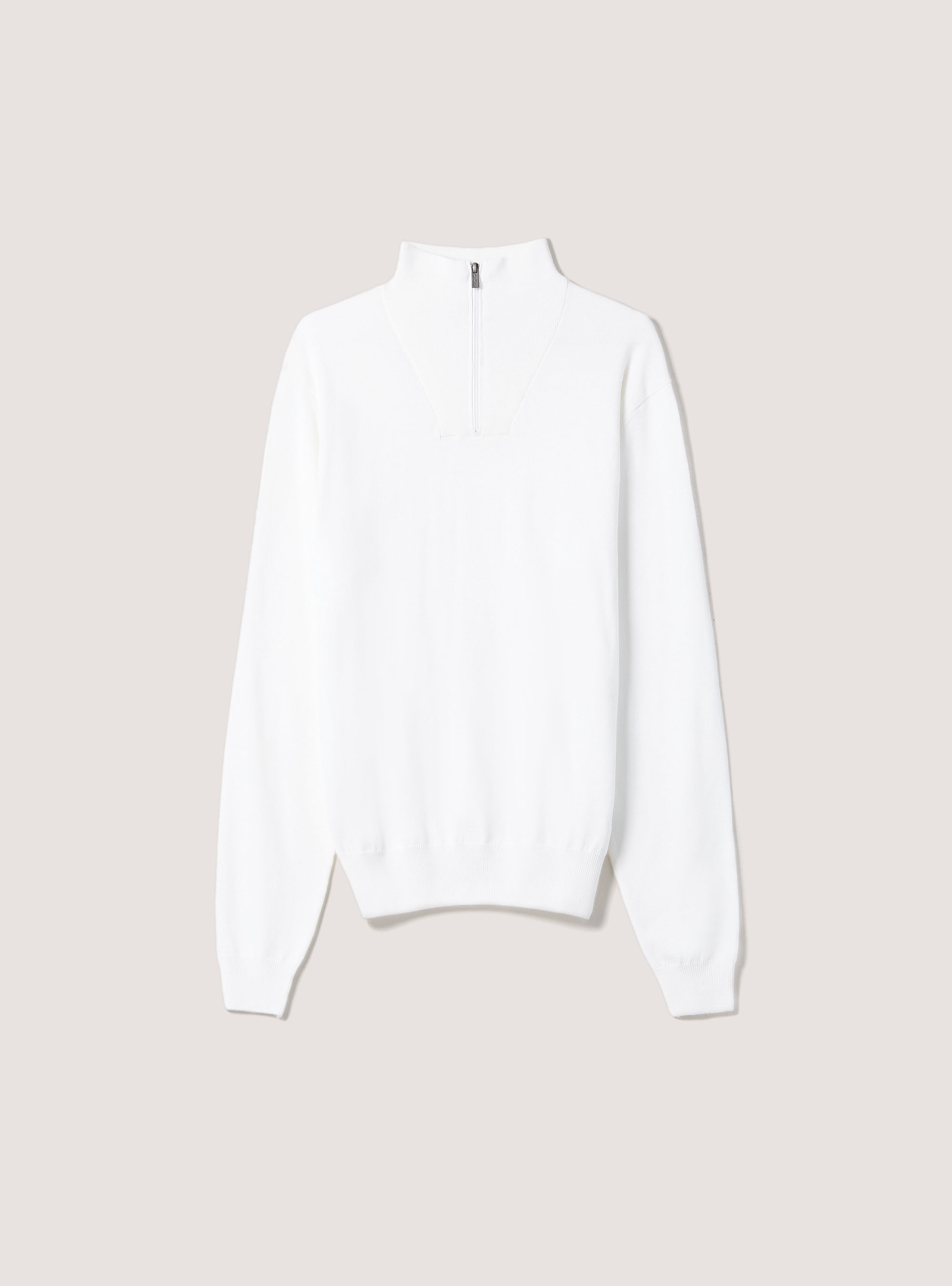 Pull demi-cou en laine mérinos avec fermeture éclair, WH2 WHITE