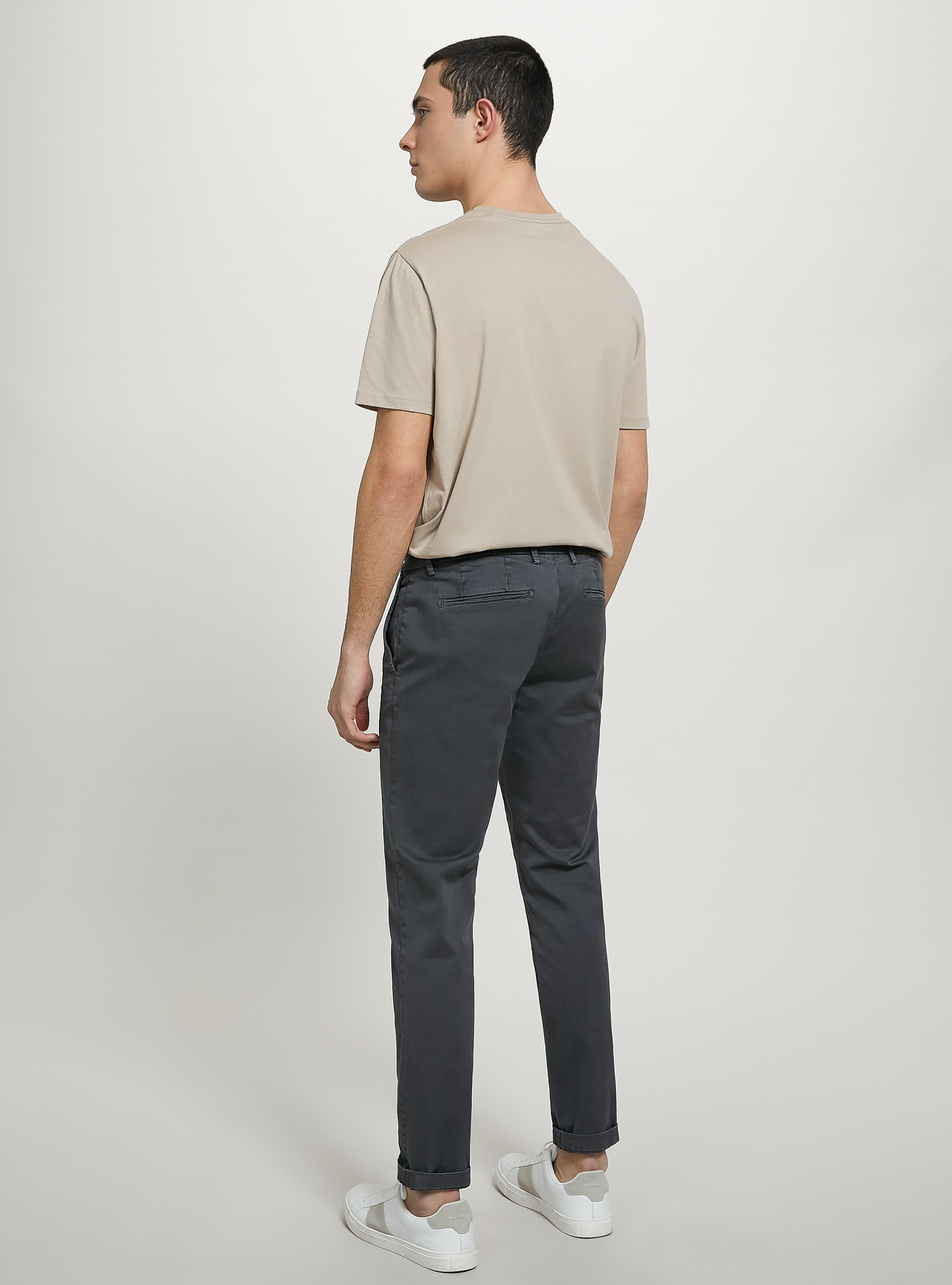 Stretch cotton twill chinos, GY1 GREY DARK