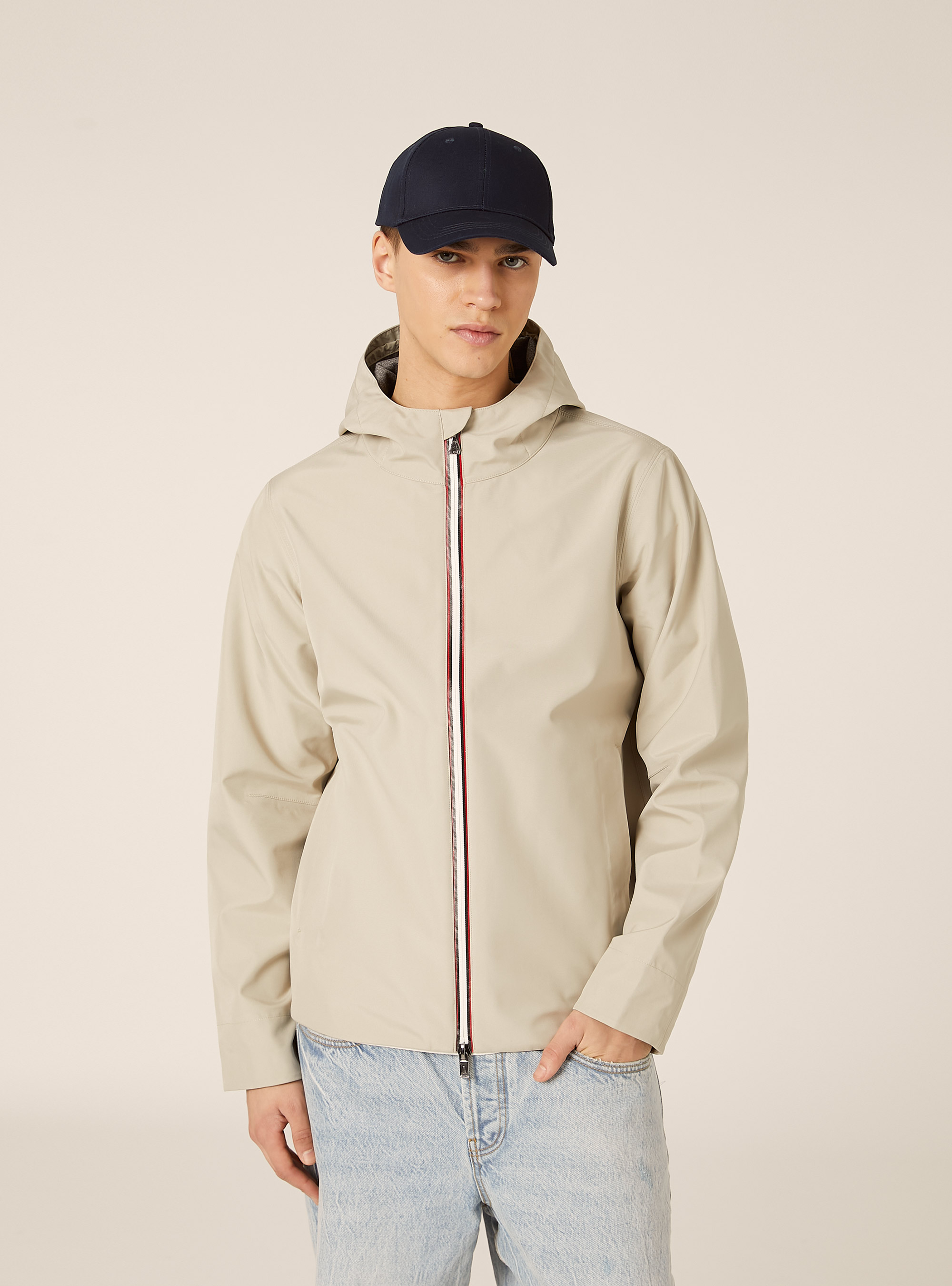 Giubbotto con cappuccio  antivento, CR3 CREAM LIGHT