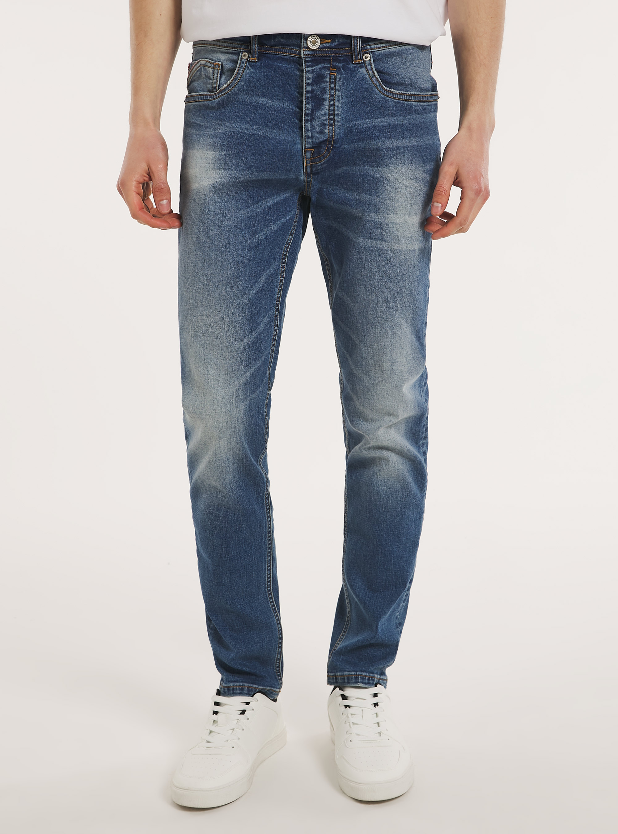 Jeans skinny fit in denim stretch, D003 MEDIUM BLUE