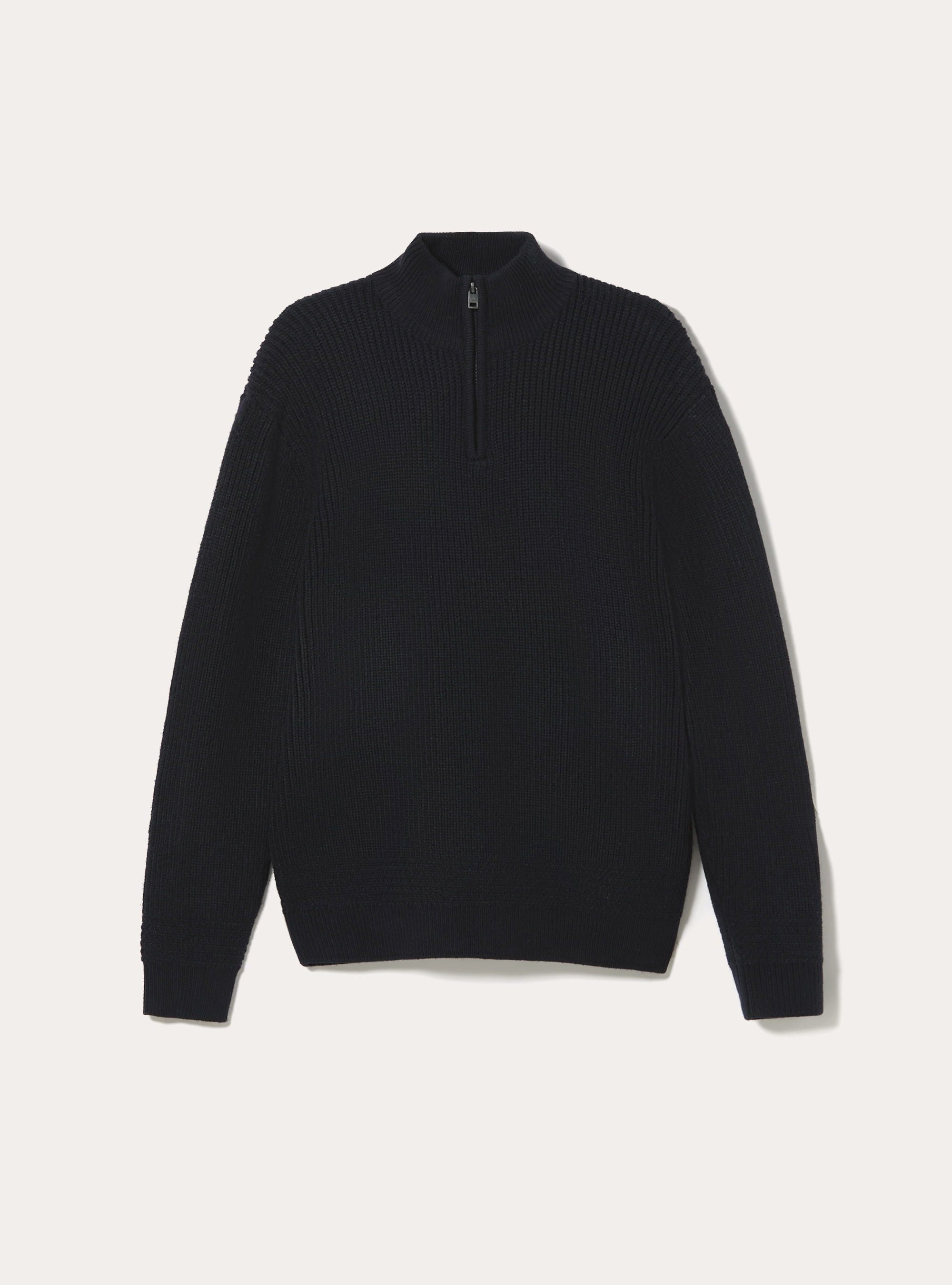 Maglia a costine con mezza zip  collo alto, NA1 NAVY DARK