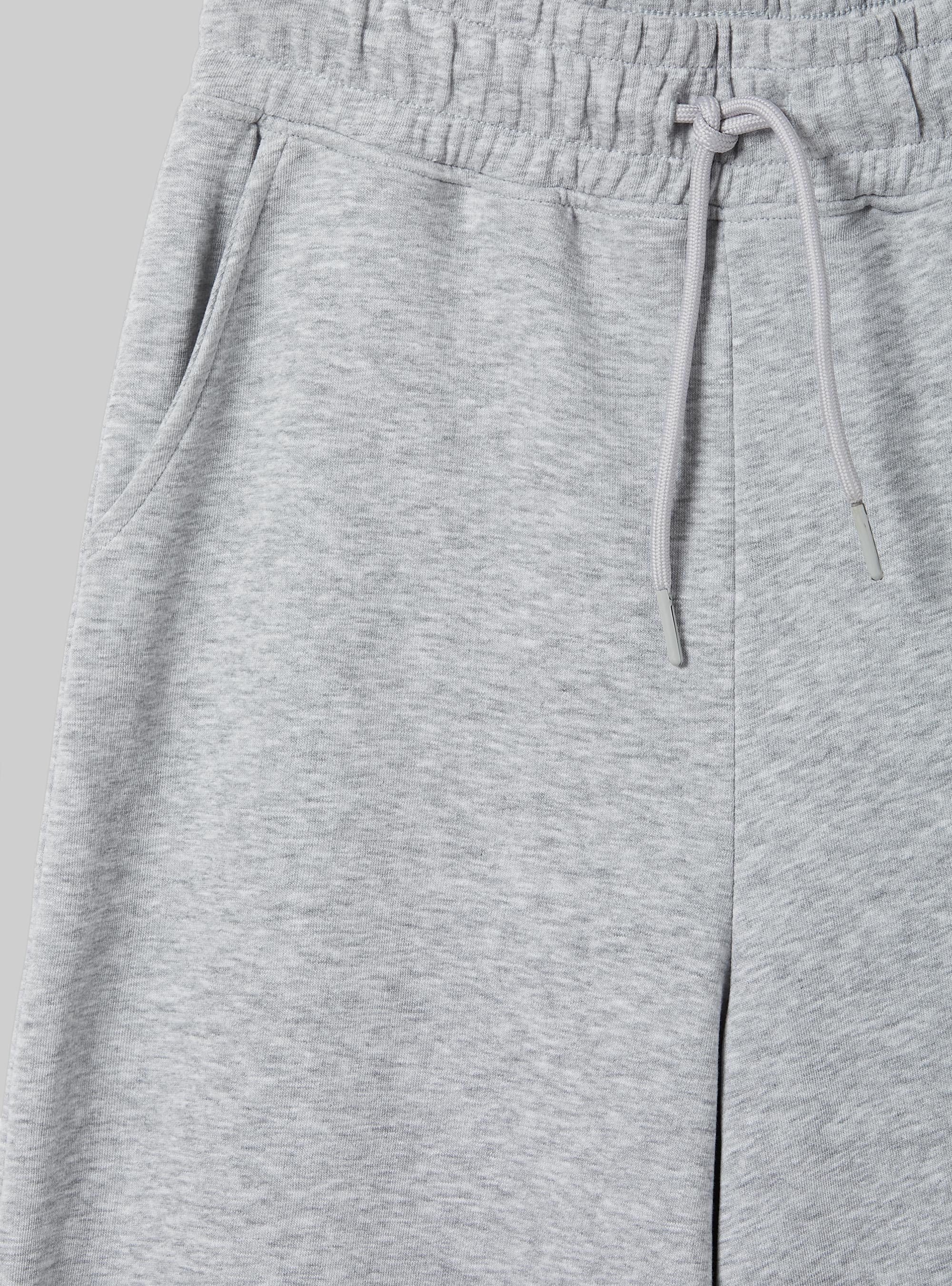 Cropped fleece leggings with elasticated waistband, MGY3 GREY MEL LIGHT