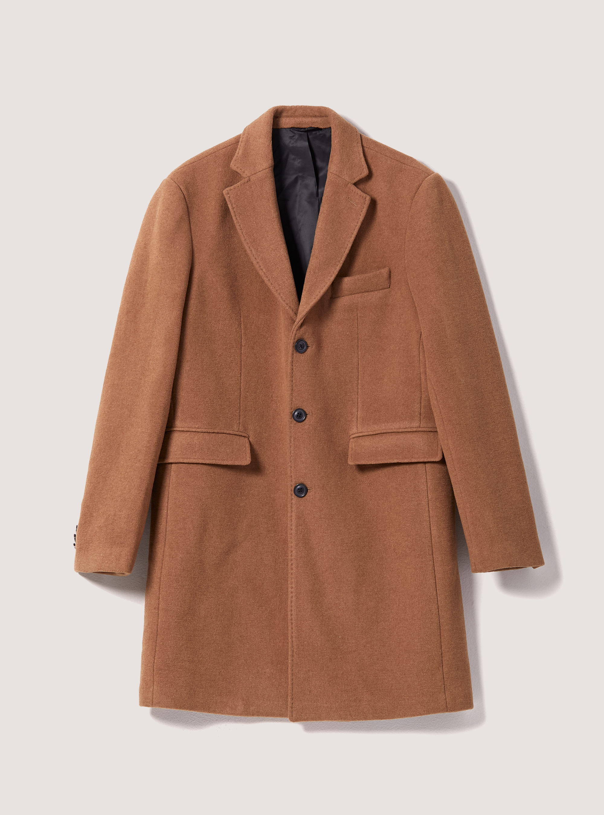 Single breasted wool blend coat, TB2 TOBACCO MEDIUM