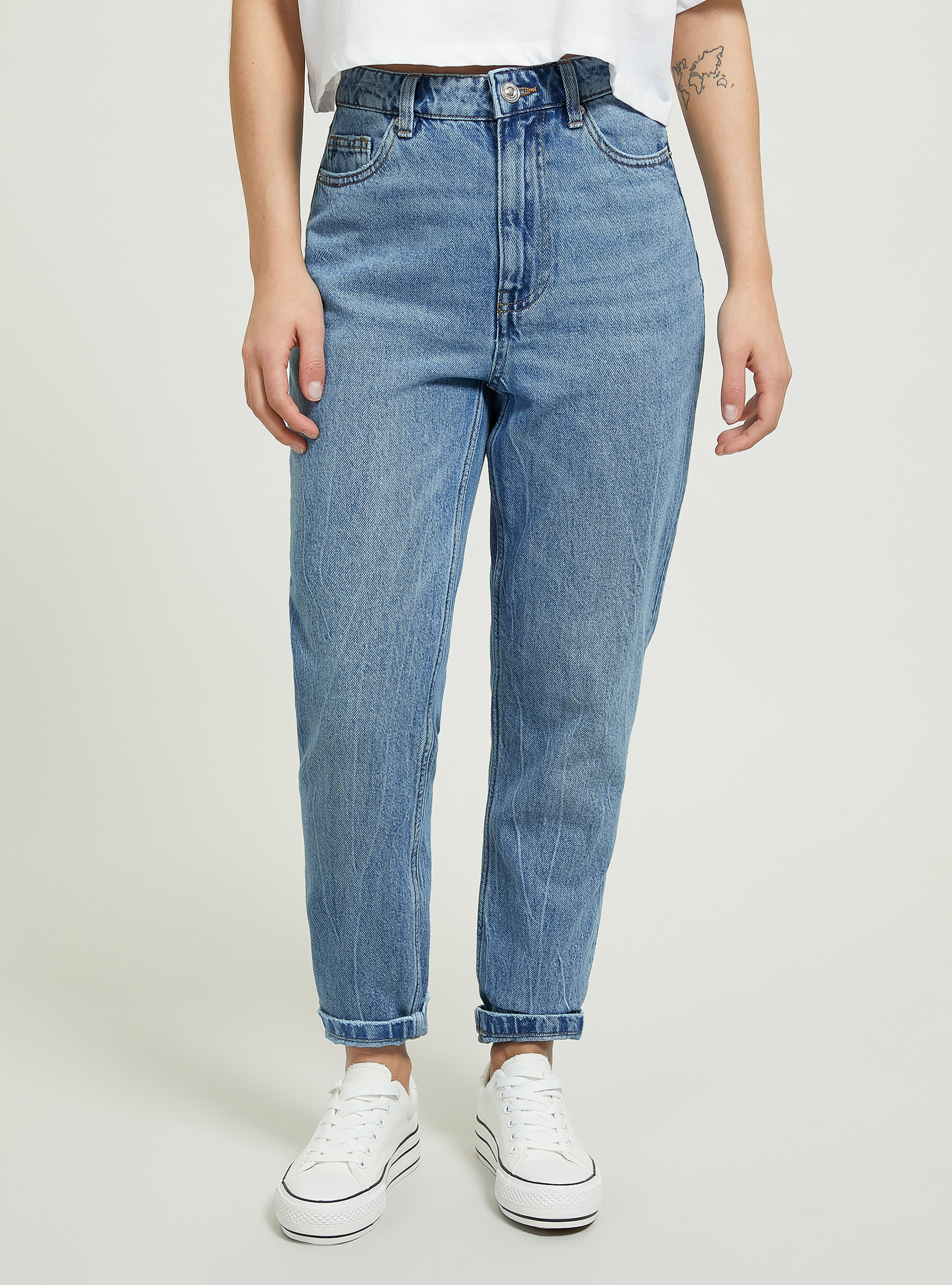 Jeans mom fit, D005 LIGHT BLUE