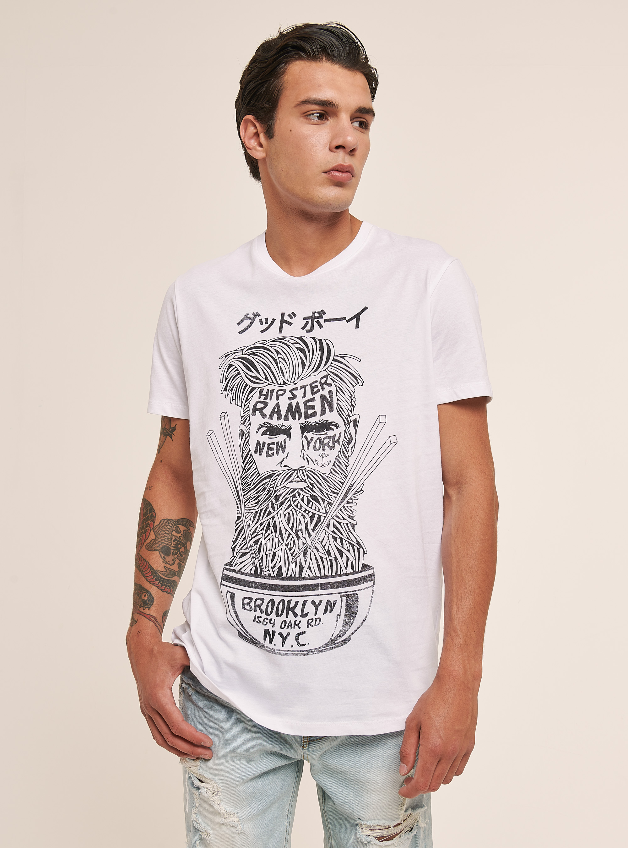 T-shirt con stampa, BIANCO