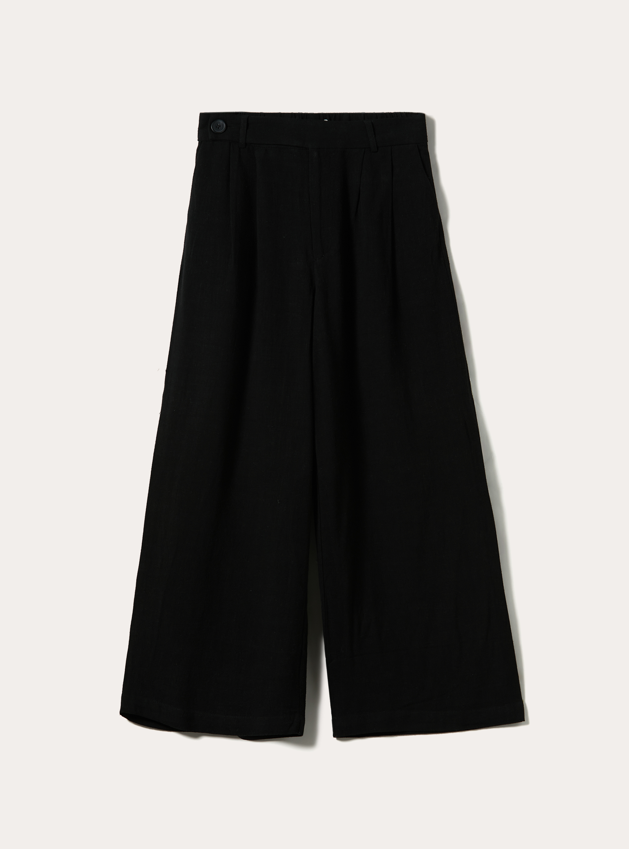 Pantalón de pierna ancha en mezcla de lino, BK1 BLACK
