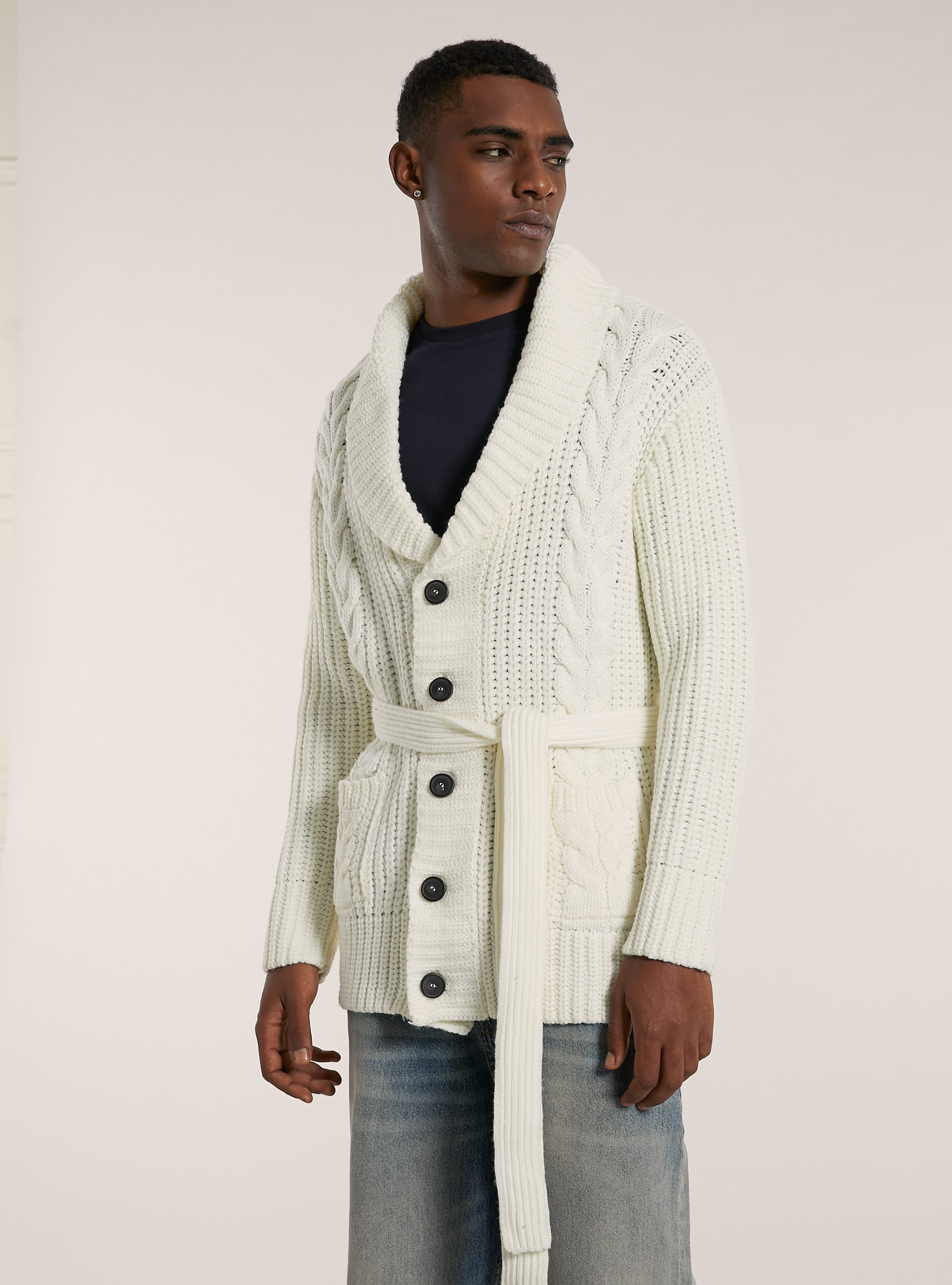 Pullover cardigan a trecce aperto, WH2 WHITE