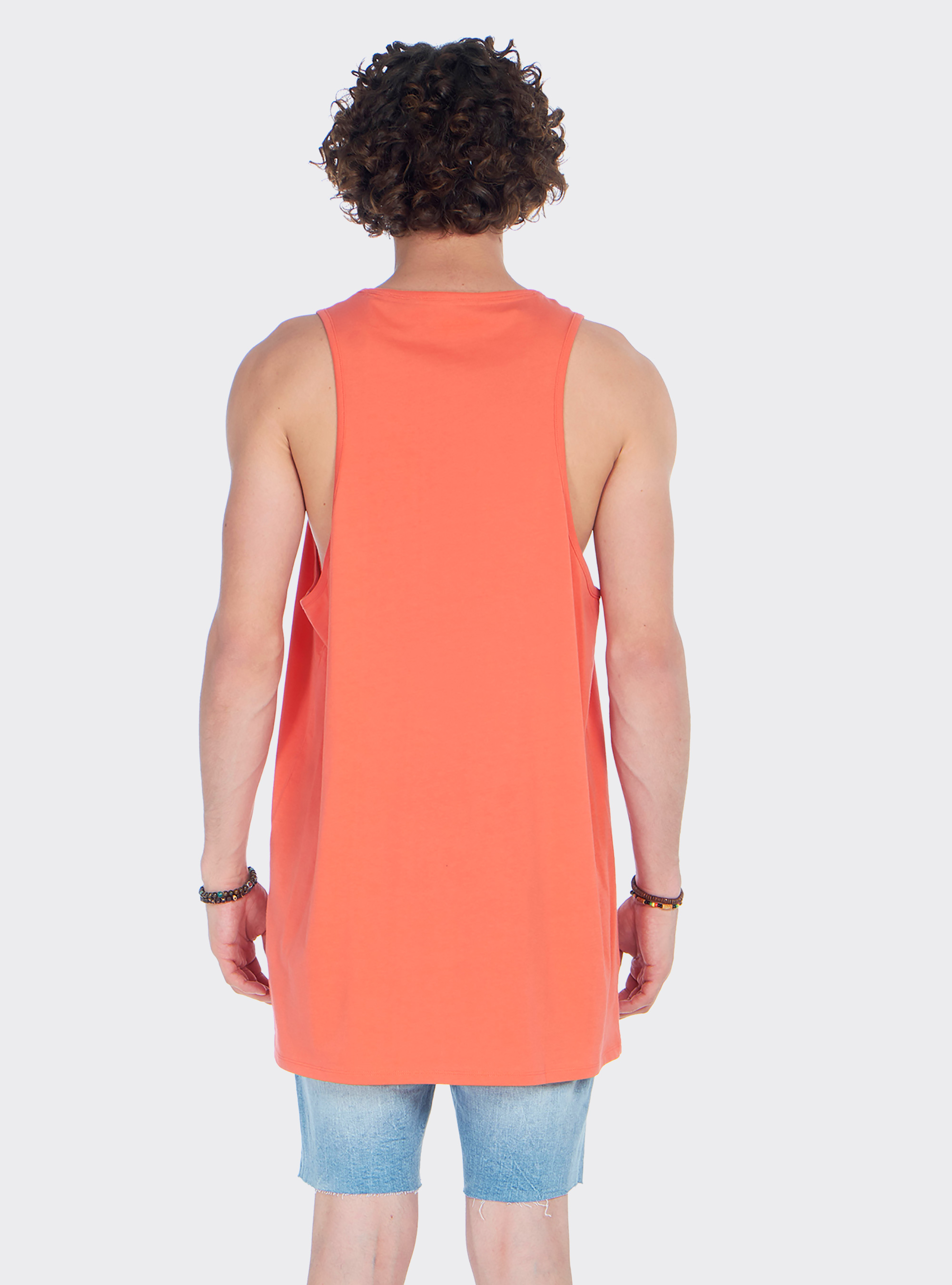 Canotta long e oversize fit con stampa lettering, C0040 CORAL