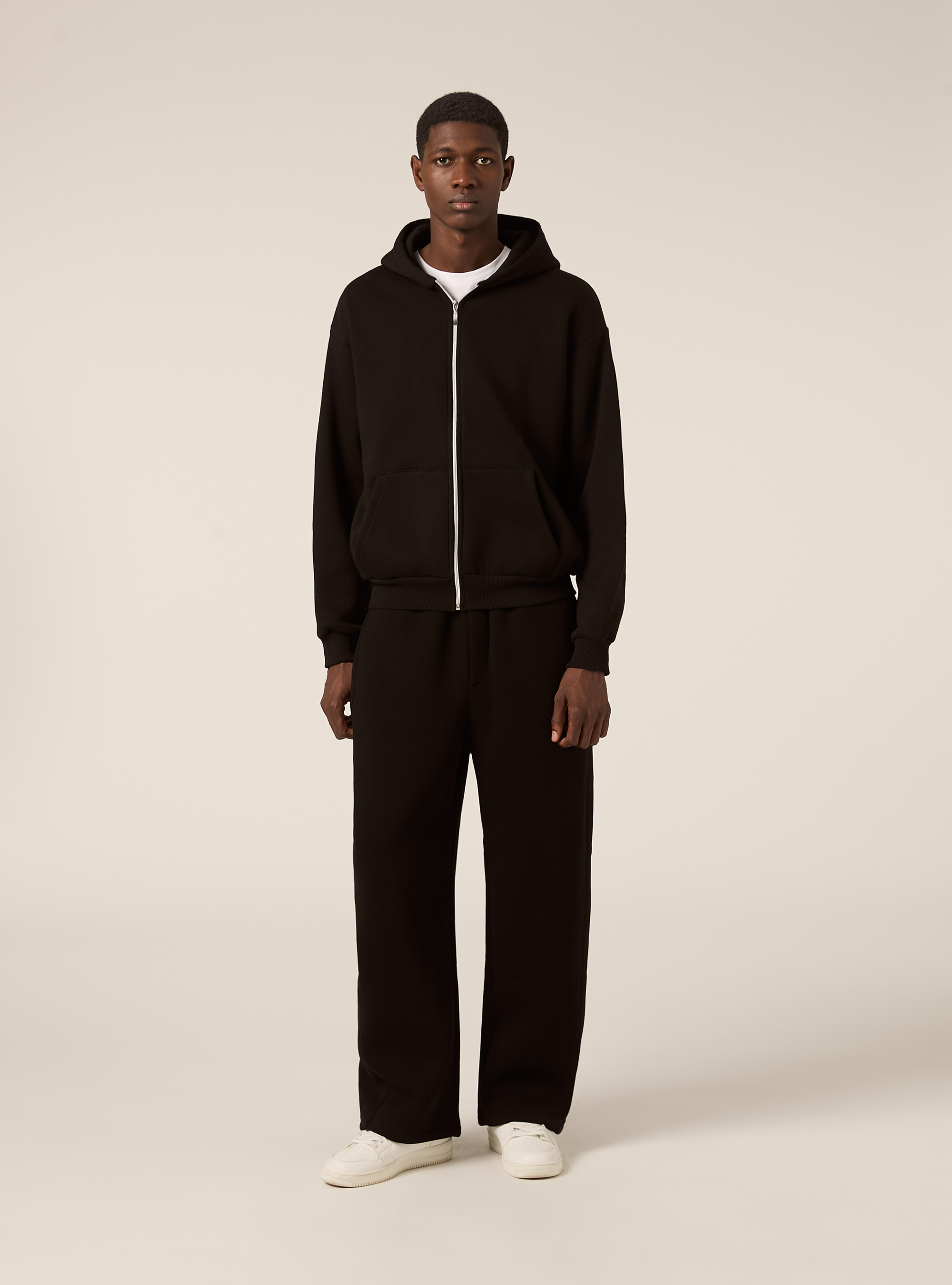 Barrel fit fleece trousers, BK1 BLACK