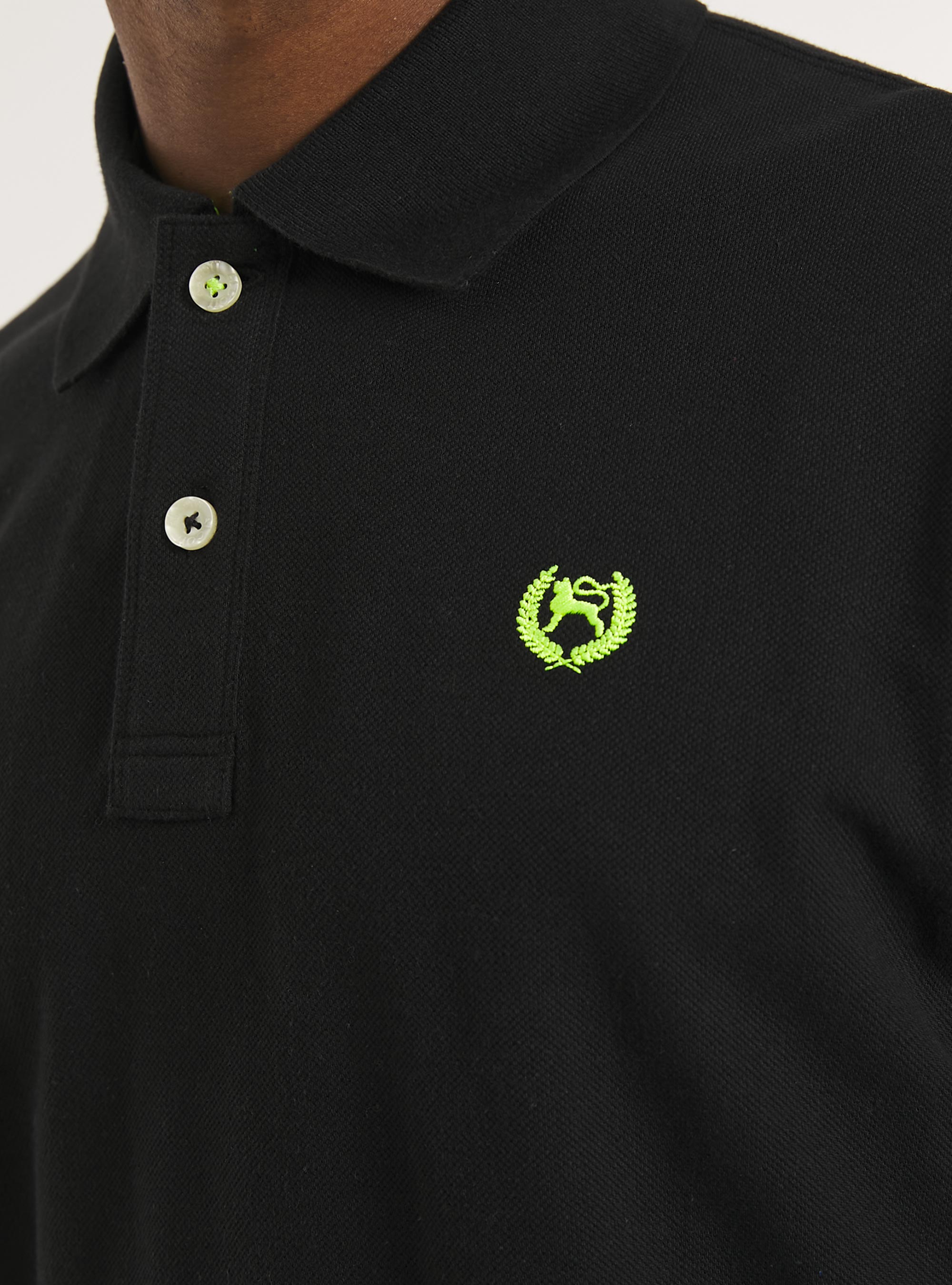 Cotton piqu&eacute; polo shirt with embroidery, BK1 BLACK