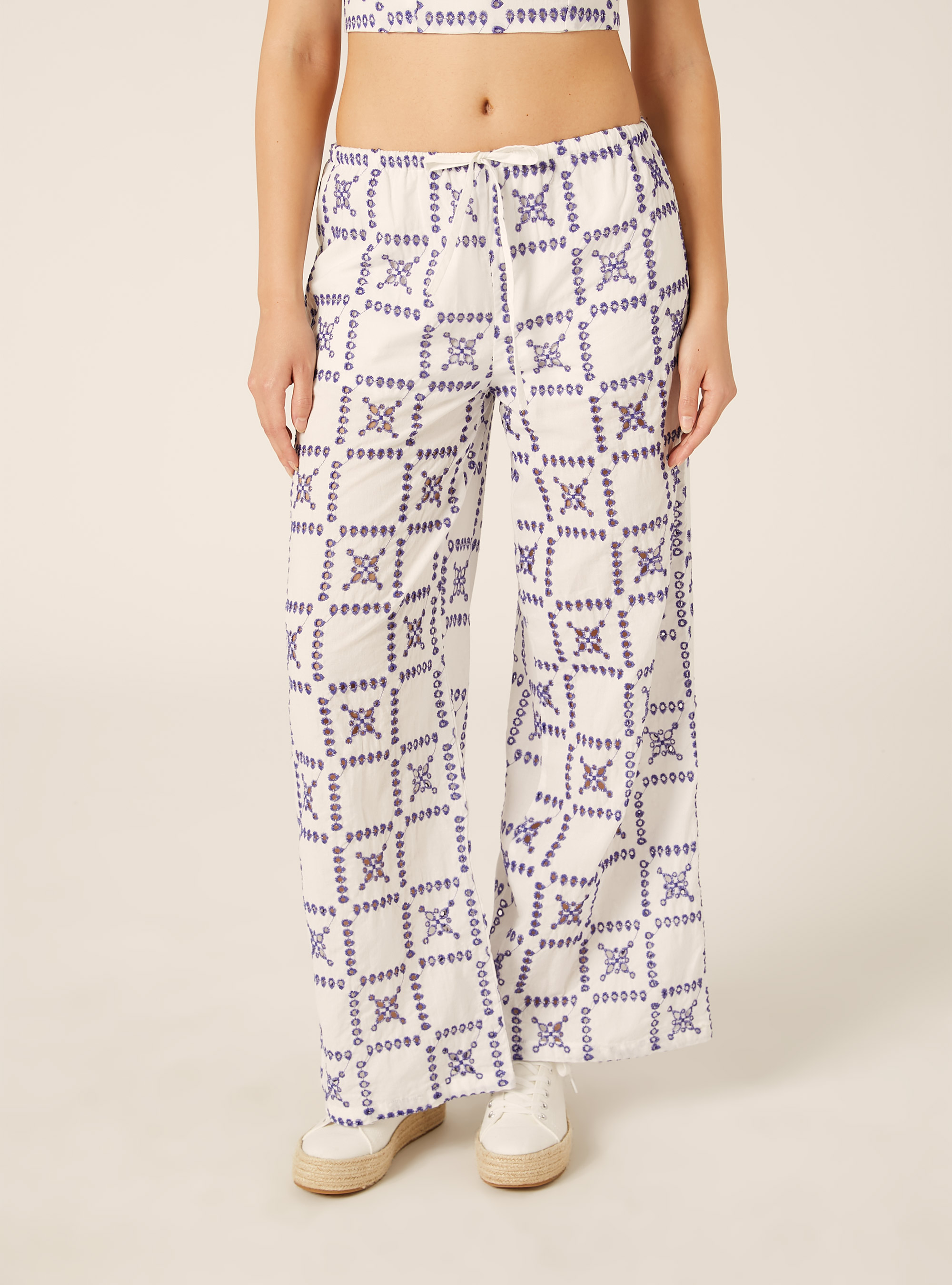 Majolica Broderie Anglaise Trousers, WH2 WHITE