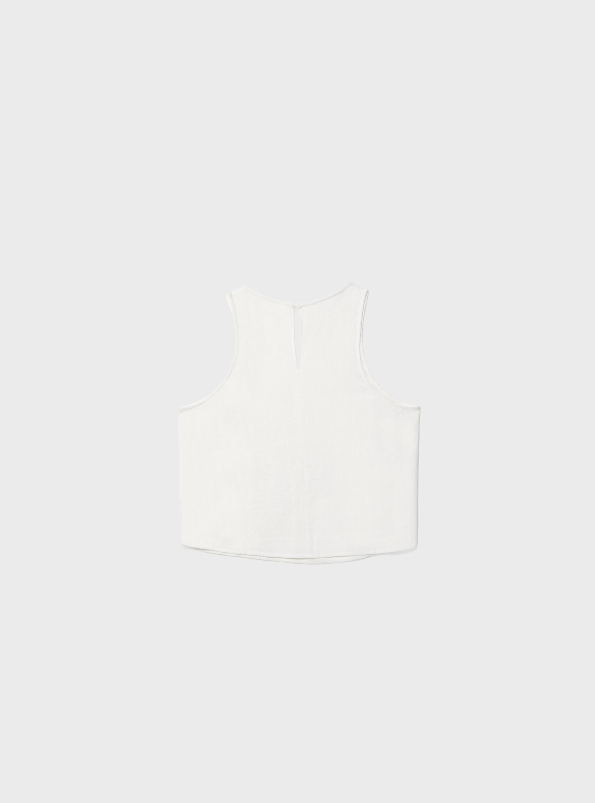 Linen blend cropped tank top, WH2 WHITE