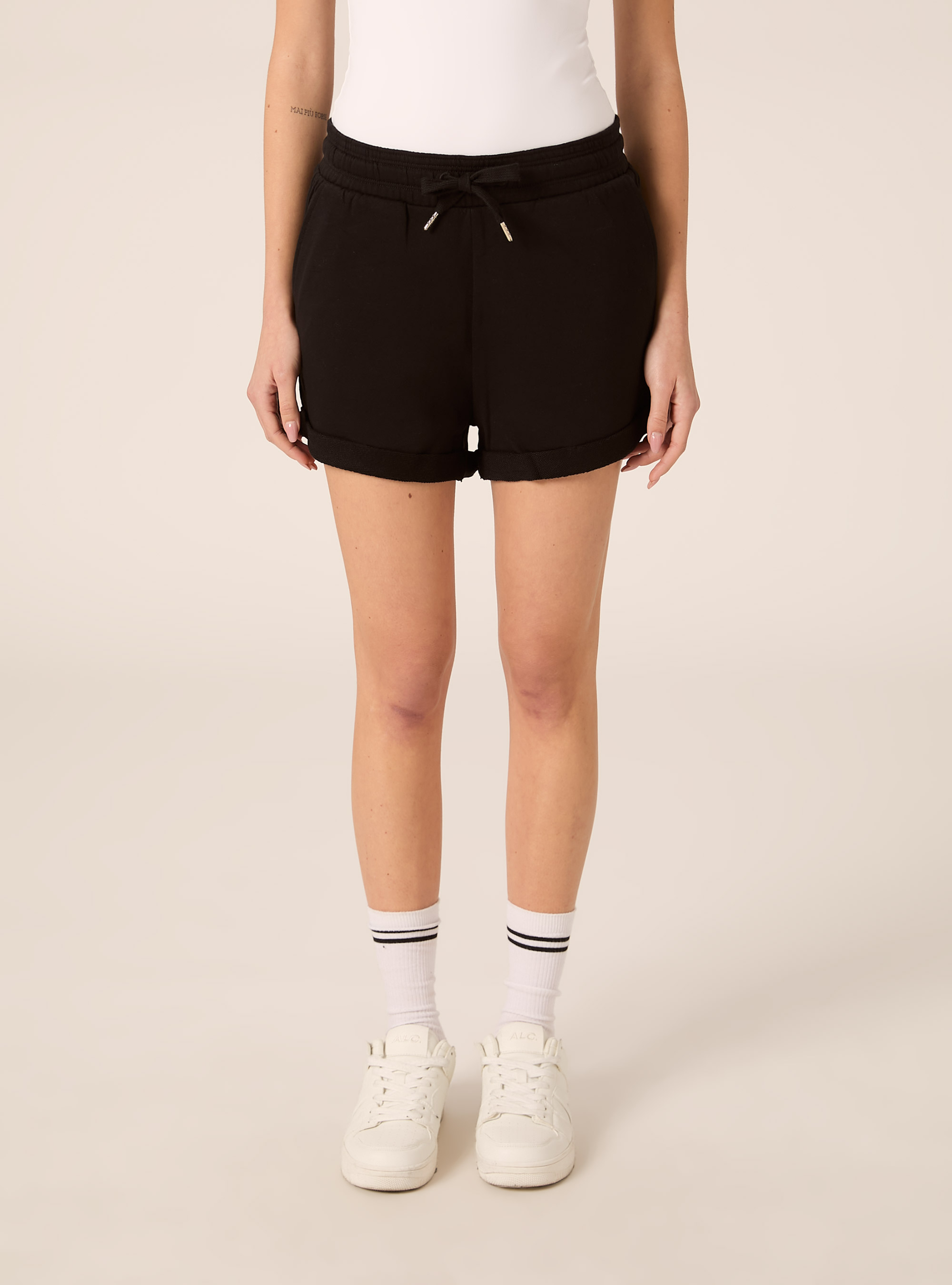 Shorts basic in felpa, BK1 BLACK