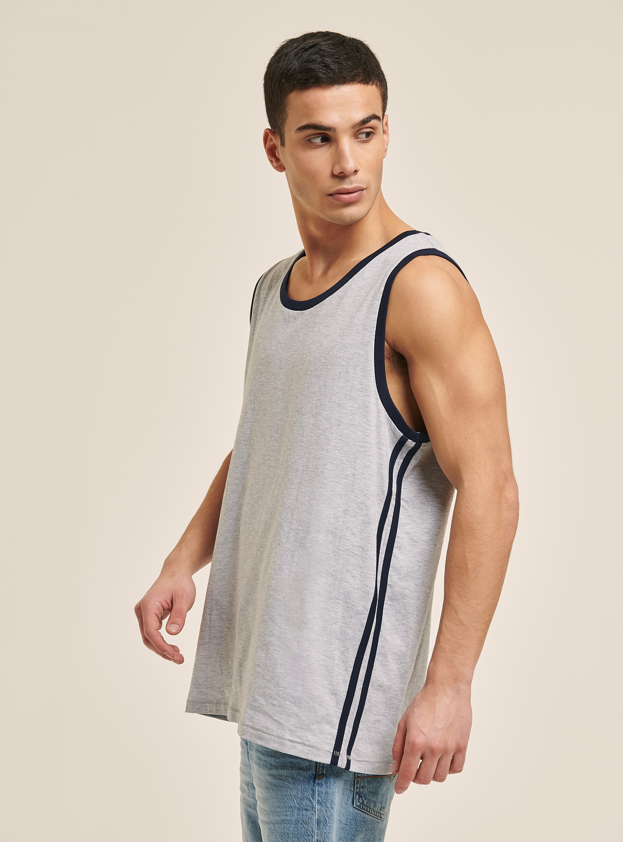 Camiseta b&aacute;sica de algod&oacute;n, GRIS CLARO MELANGE