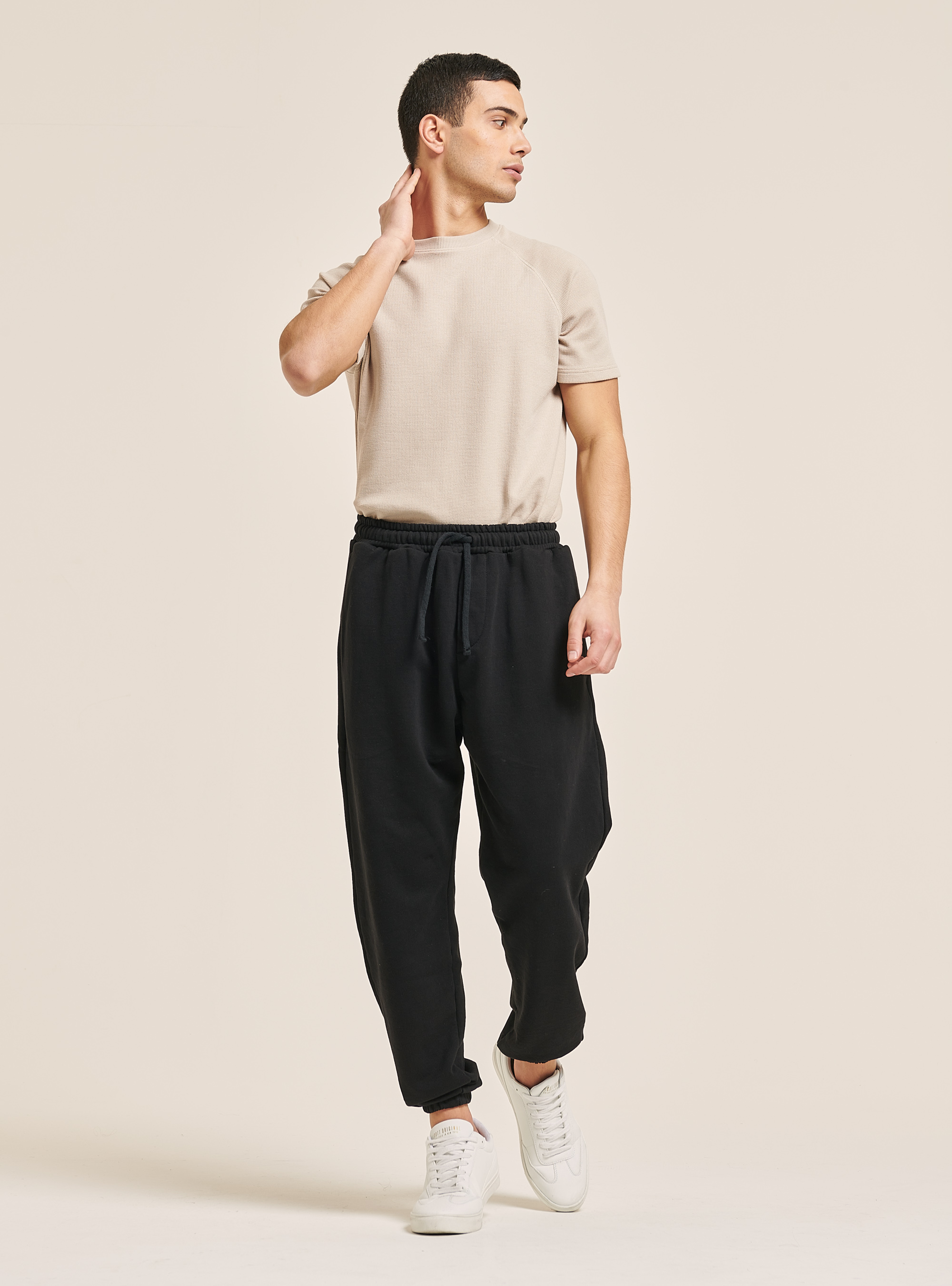 Pantaloni jogger in cotone, NERO