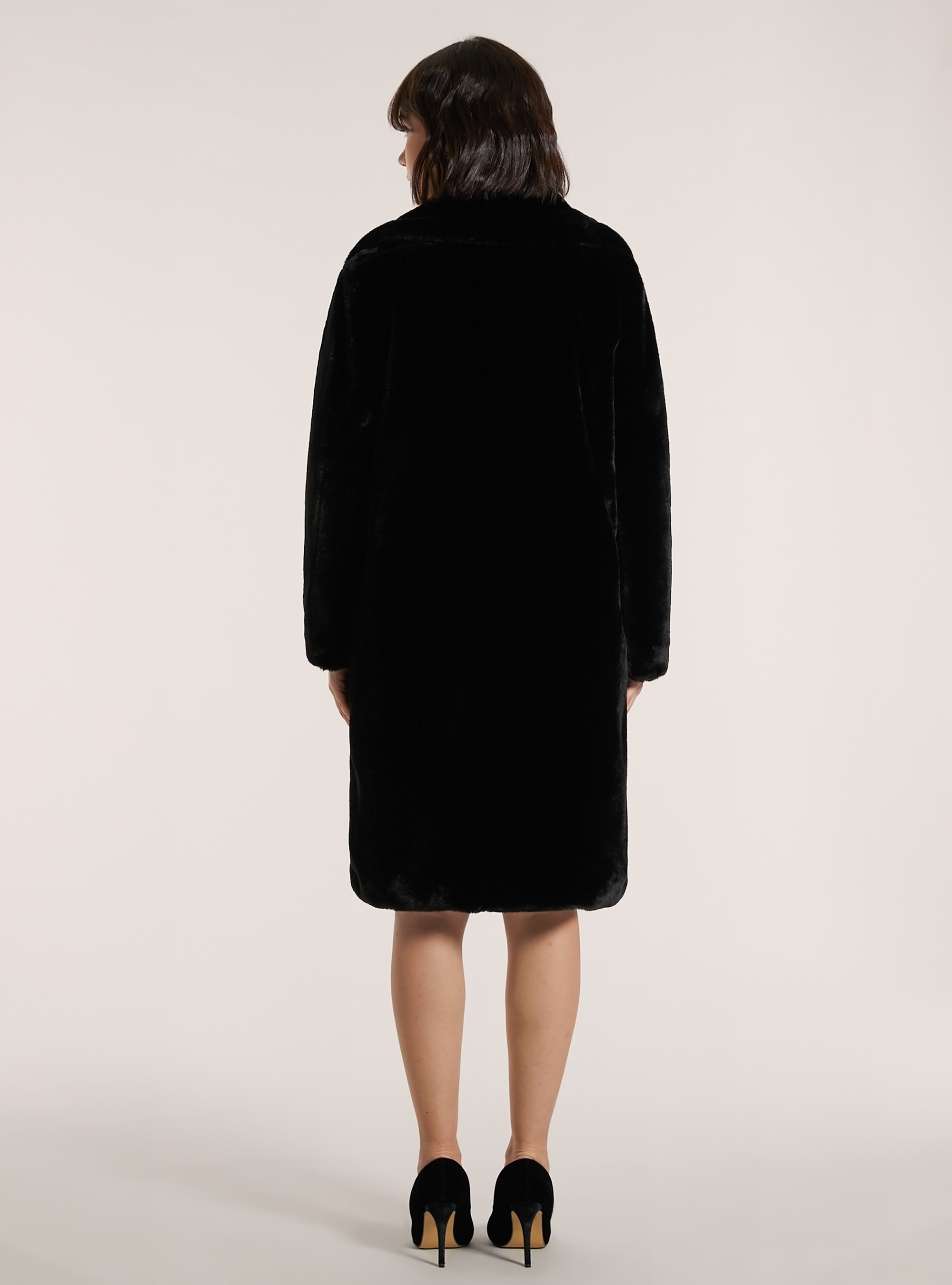 Abrigo de piel de doble botonadura, BK1 BLACK