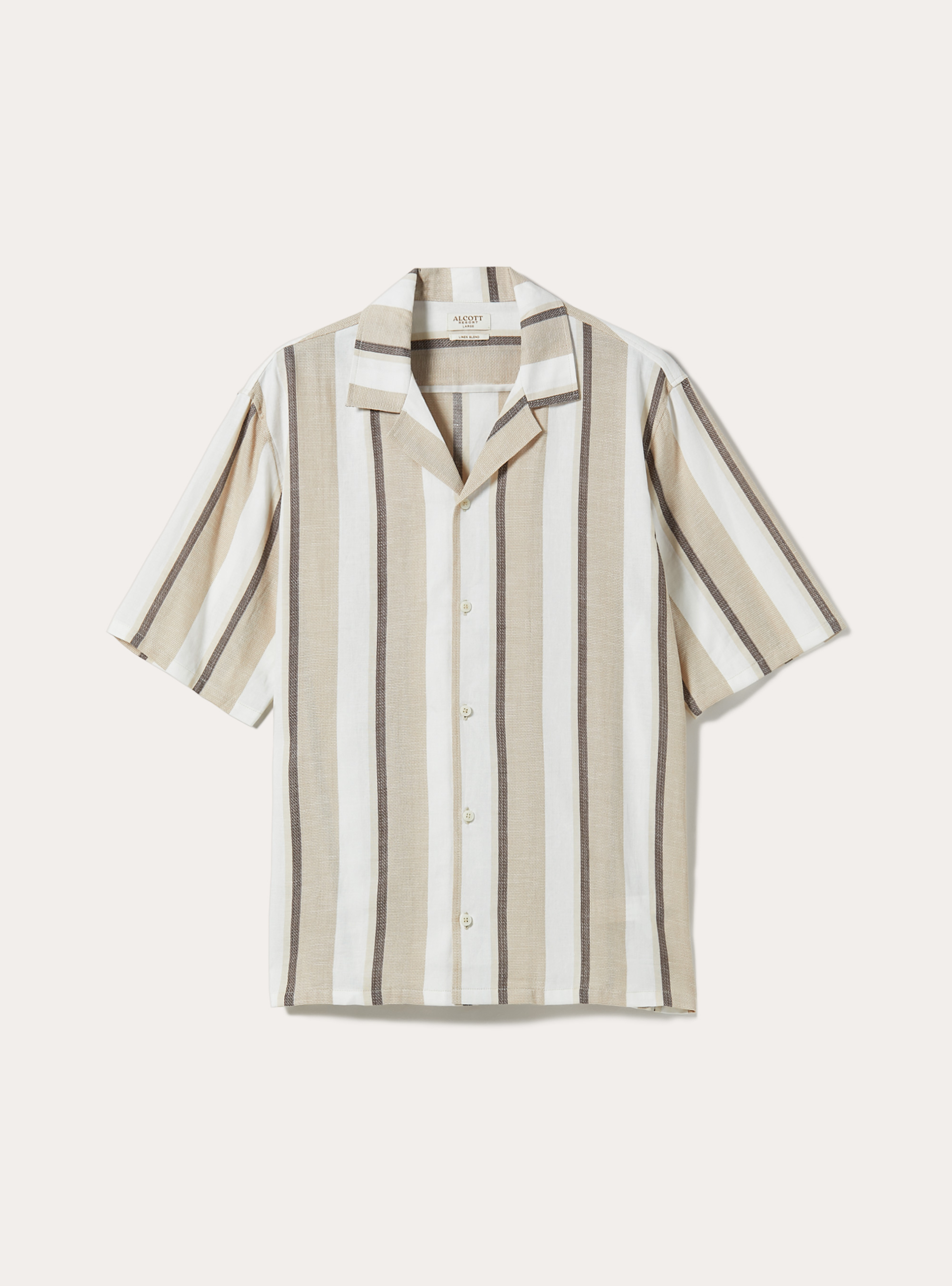 Linen blend striped shirt, BG2 BEIGE MEDIUM