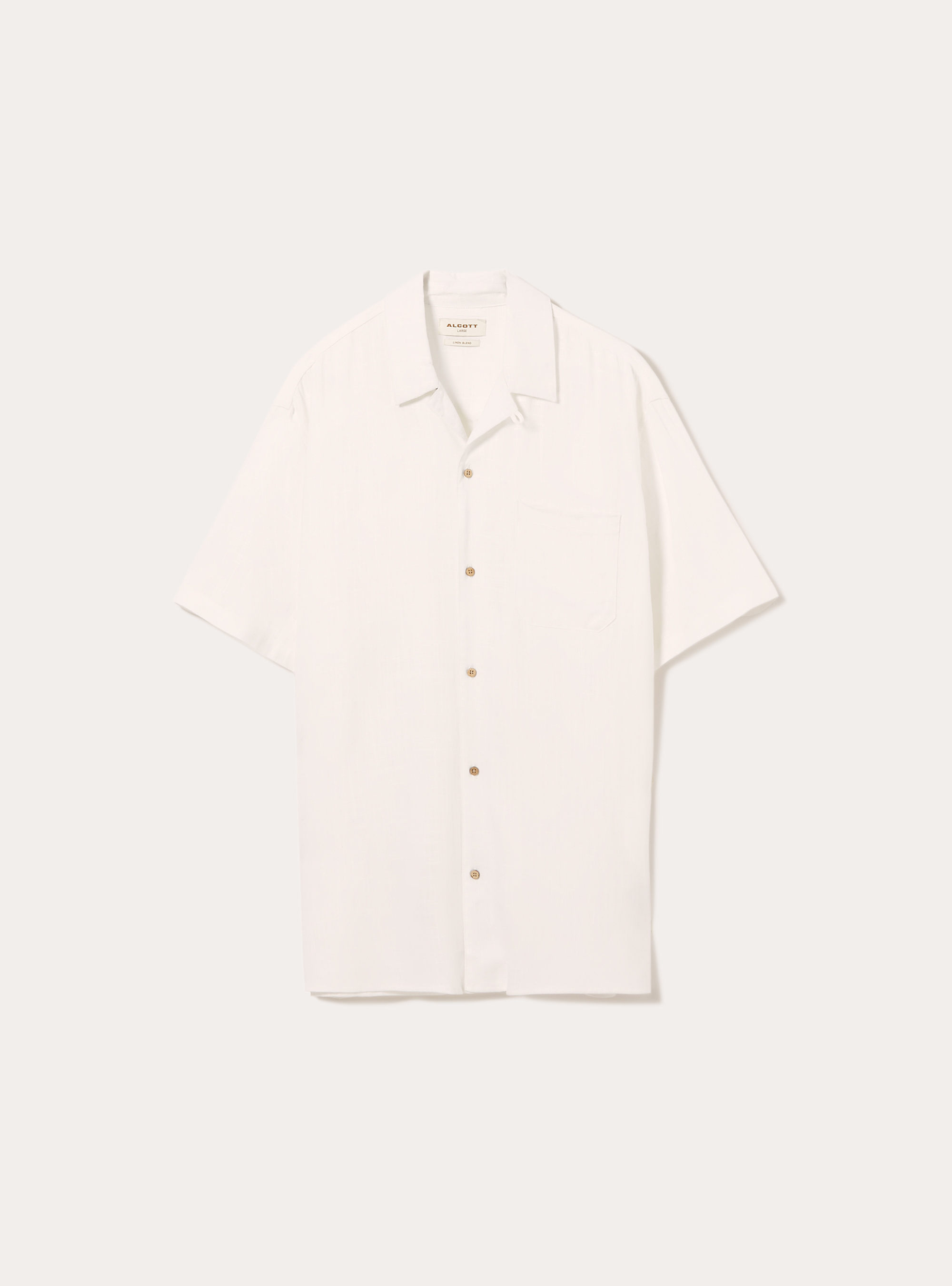 Camicia in misto lino con collo bowling, WH1 OFF WHITE